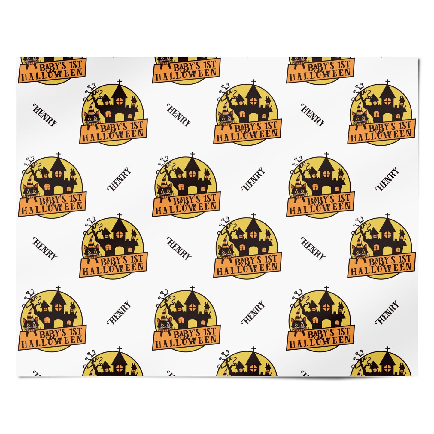 Haunted House Silhouette Custom Personalised Wrapping Paper Alternative