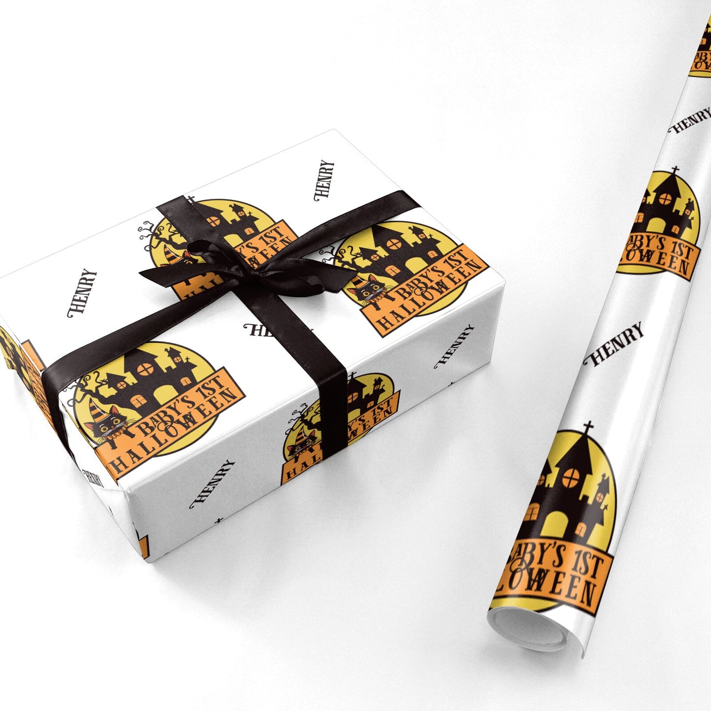 Haunted House Silhouette Custom Personalised Wrapping Paper