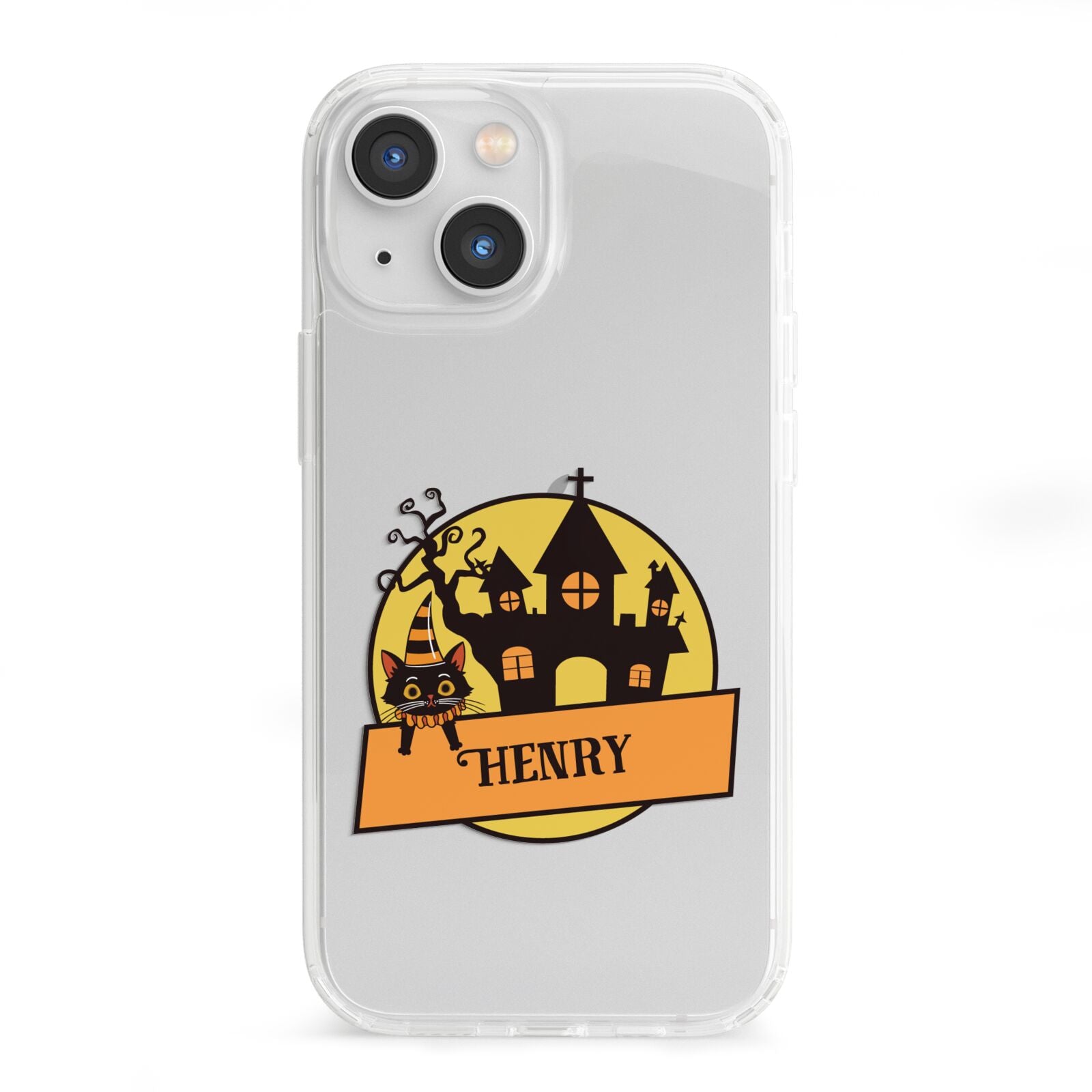 Haunted House Silhouette Custom iPhone 13 Mini Clear Bumper Case
