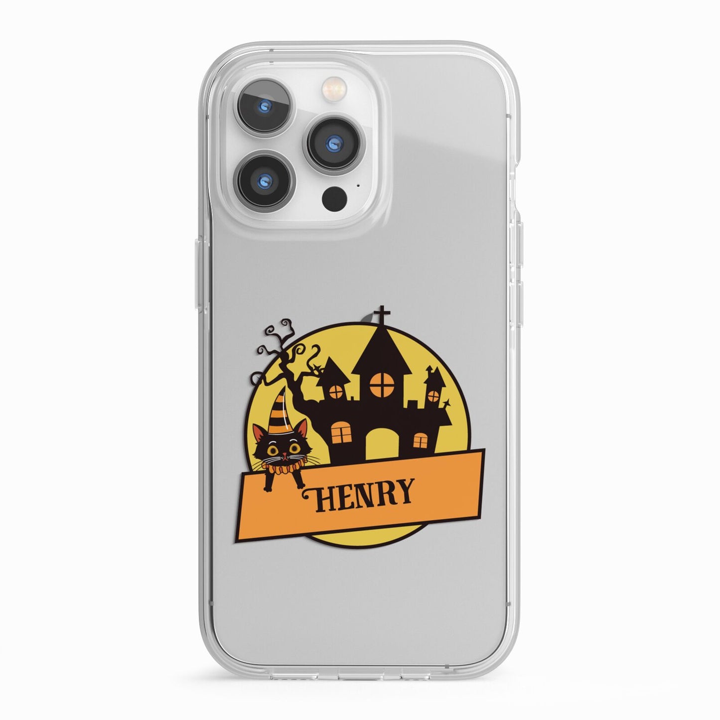 Haunted House Silhouette Custom iPhone 13 Pro TPU Impact Case with White Edges