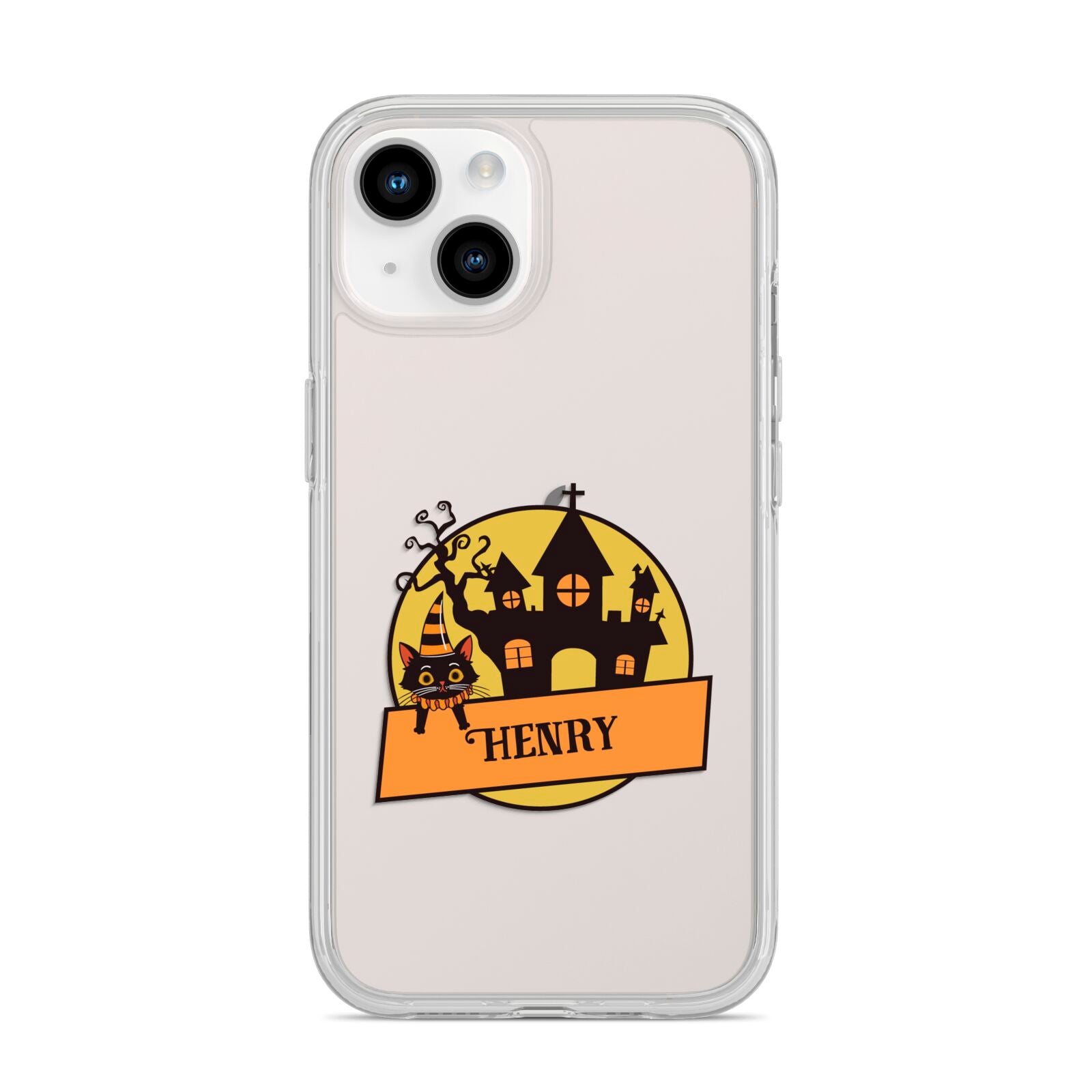 Haunted House Silhouette Custom iPhone 14 Clear Tough Case Starlight