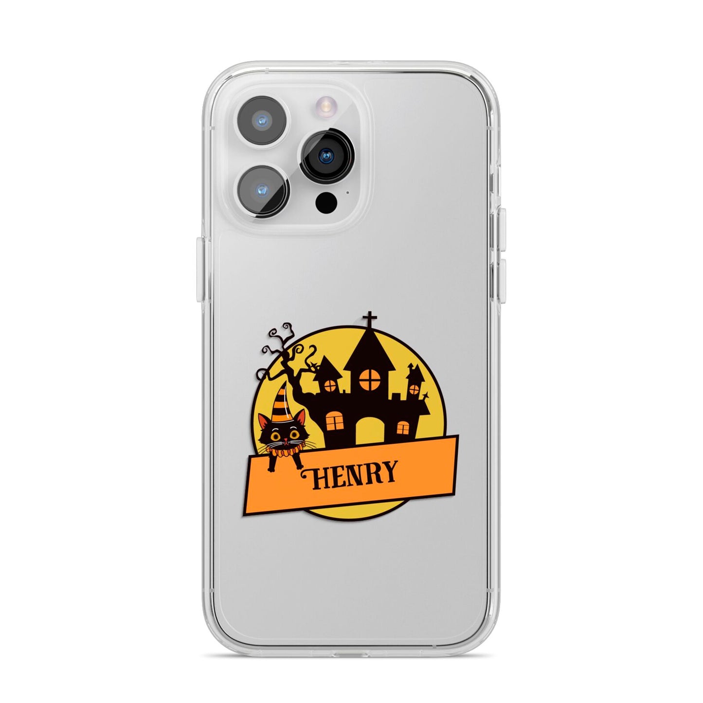 Haunted House Silhouette Custom iPhone 14 Pro Max Clear Tough Case Silver