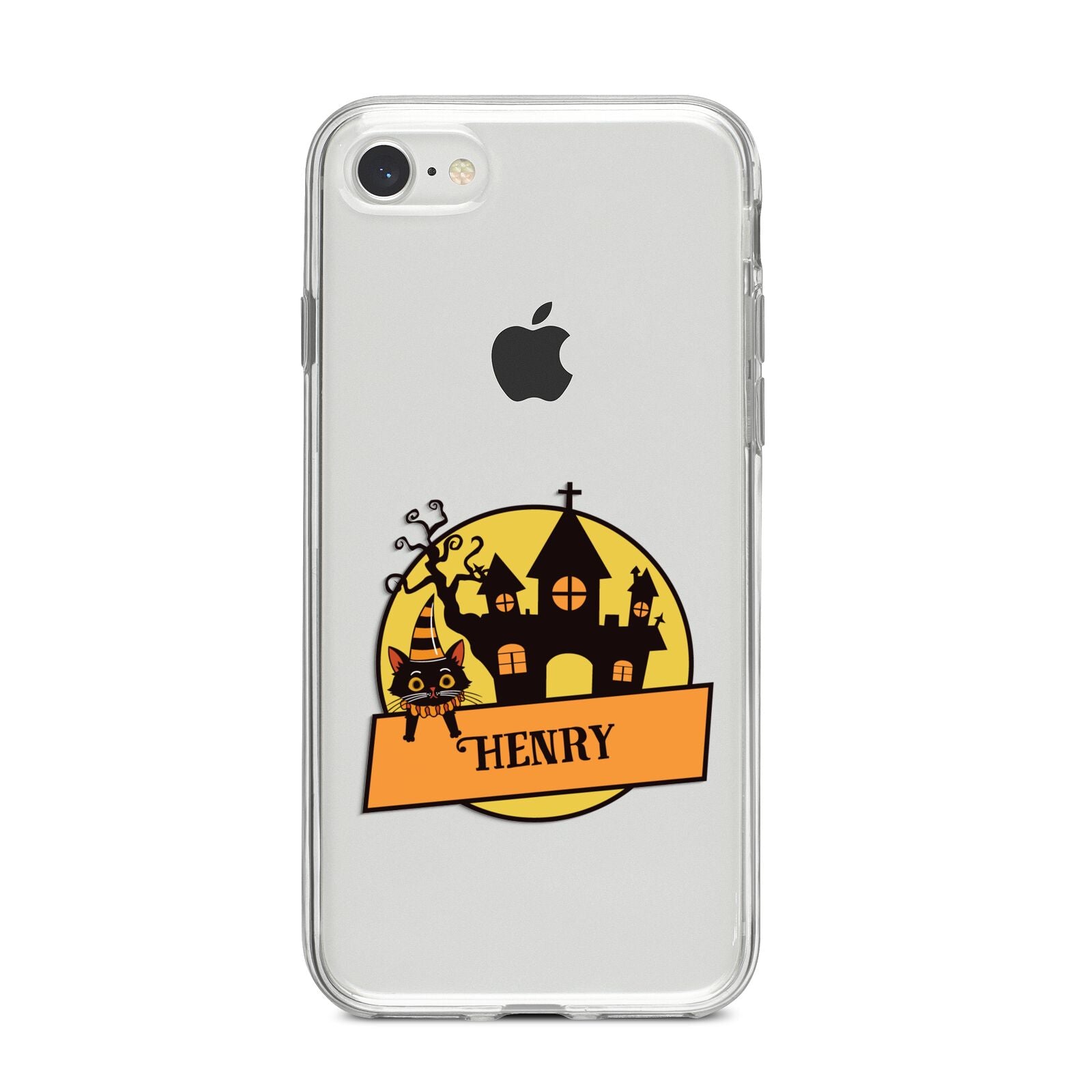 Haunted House Silhouette Custom iPhone 8 Bumper Case on Silver iPhone
