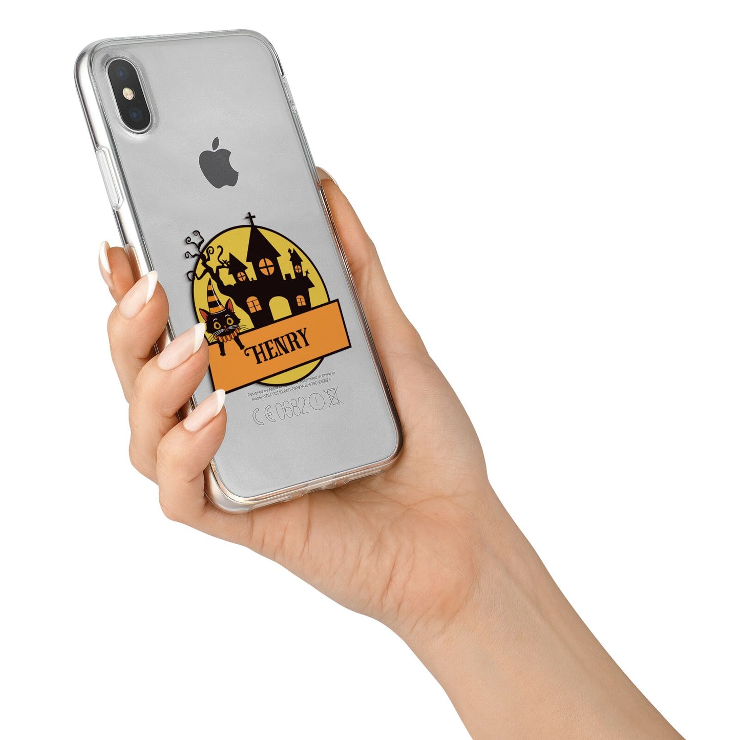 Haunted House Silhouette Custom iPhone X Bumper Case on Silver iPhone Alternative Image 2