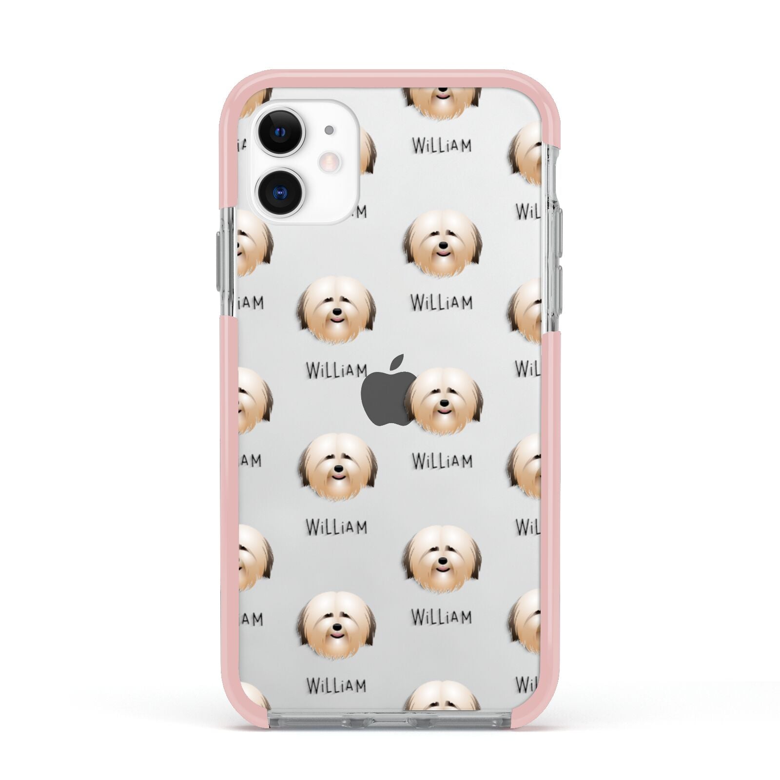 Havanese Icon with Name Apple iPhone 11 in White with Pink Impact Case