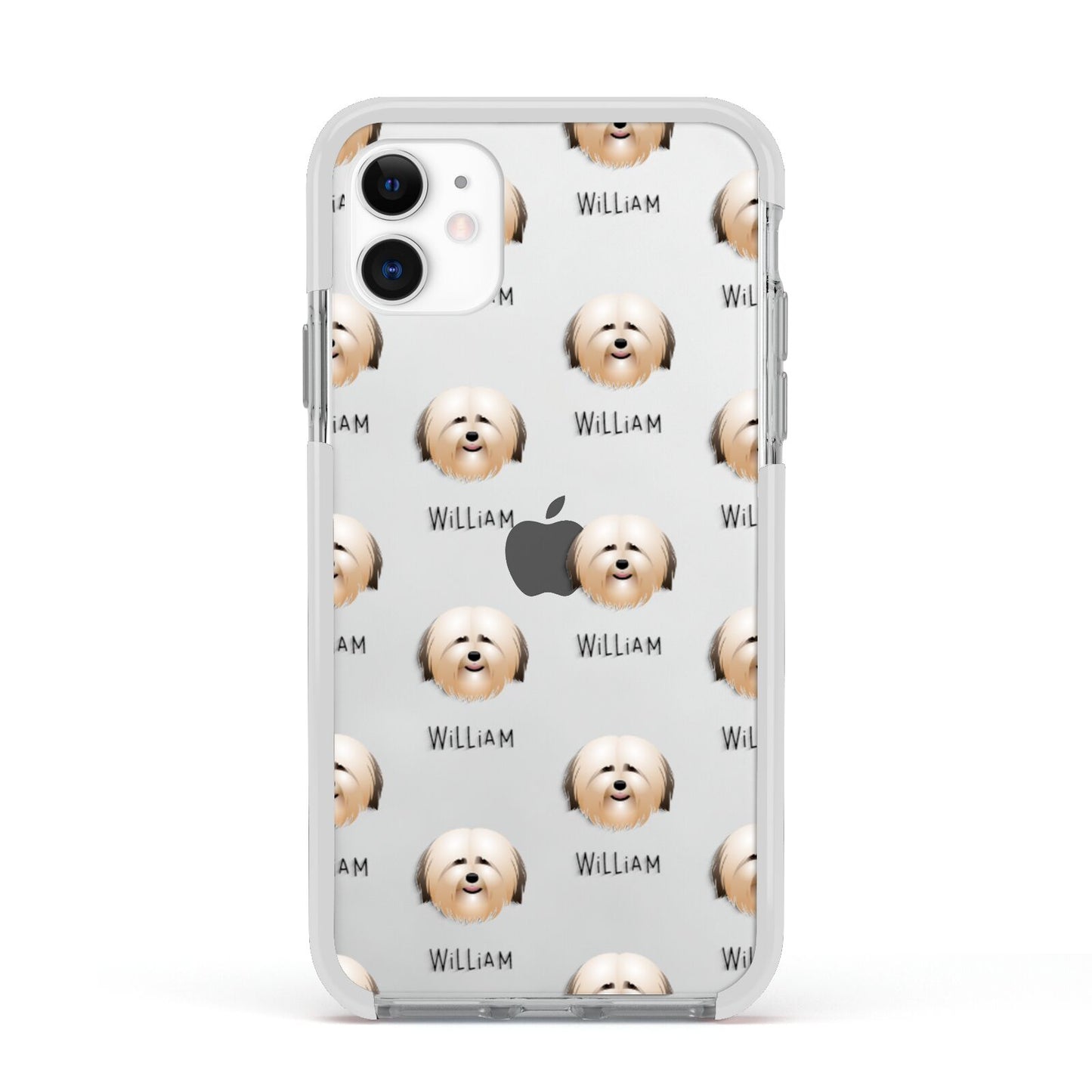 Havanese Icon with Name Apple iPhone 11 in White with White Impact Case