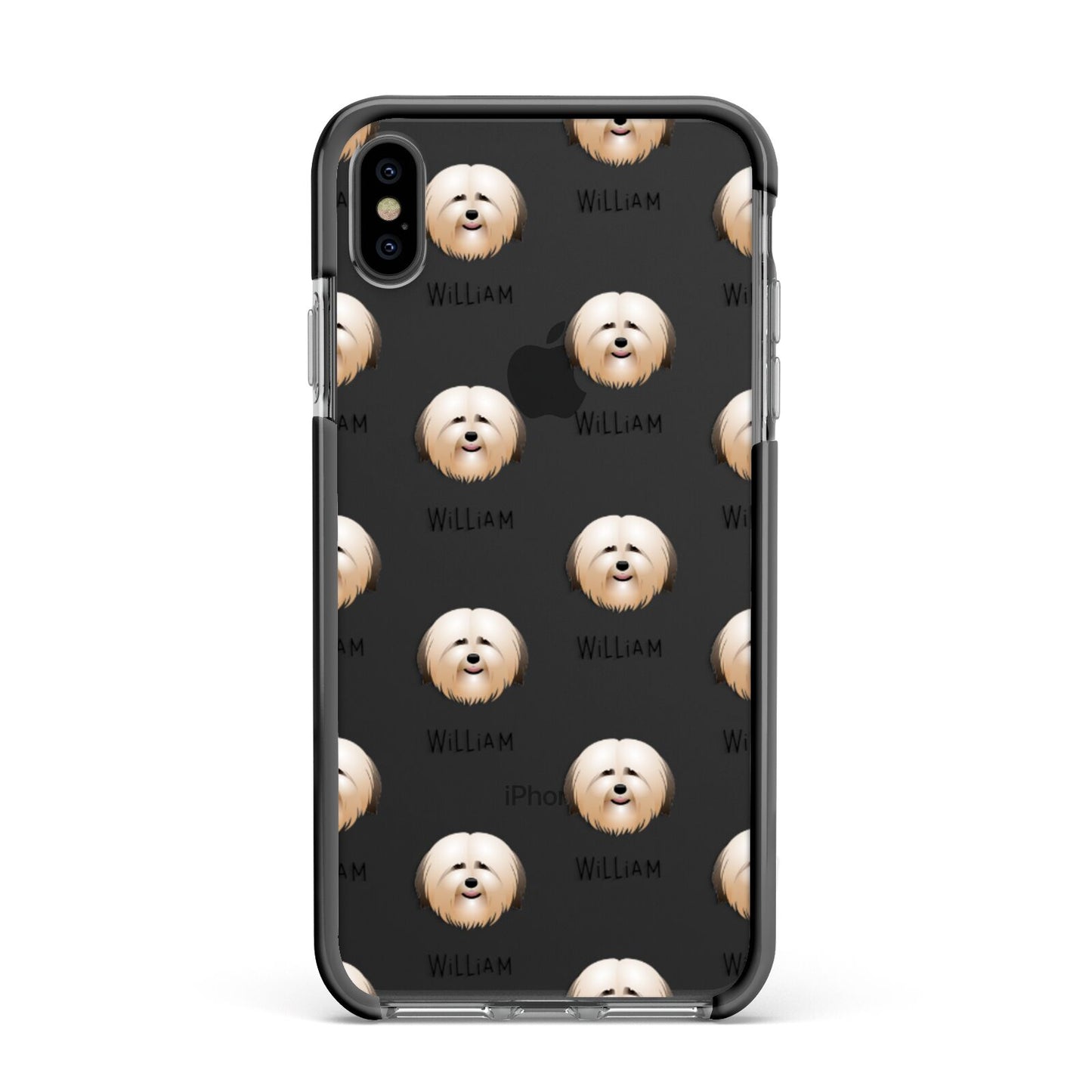 Havanese Icon with Name Apple iPhone Xs Max Impact Case Black Edge on Black Phone