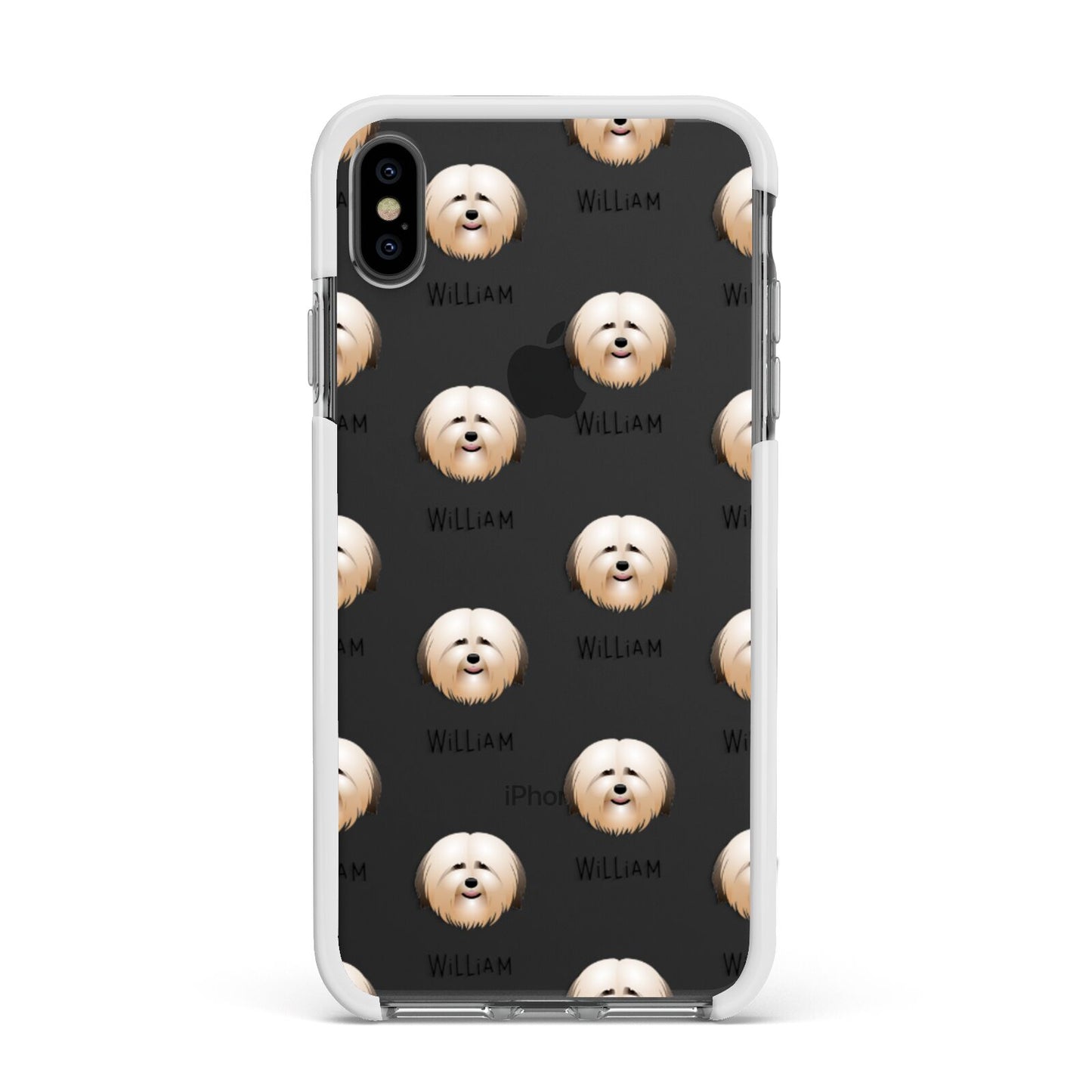 Havanese Icon with Name Apple iPhone Xs Max Impact Case White Edge on Black Phone