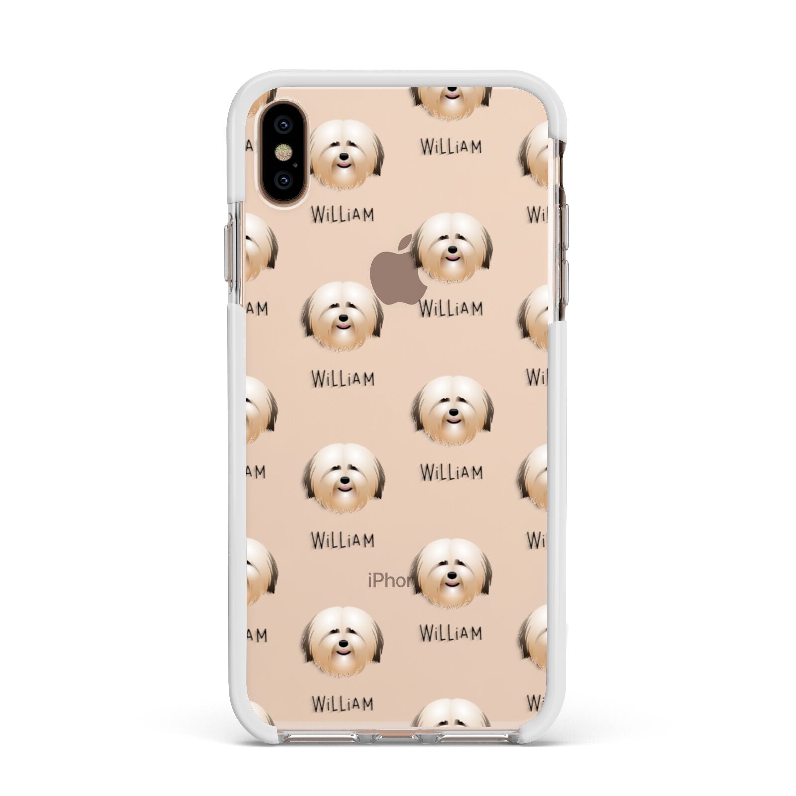 Havanese Icon with Name Apple iPhone Xs Max Impact Case White Edge on Gold Phone