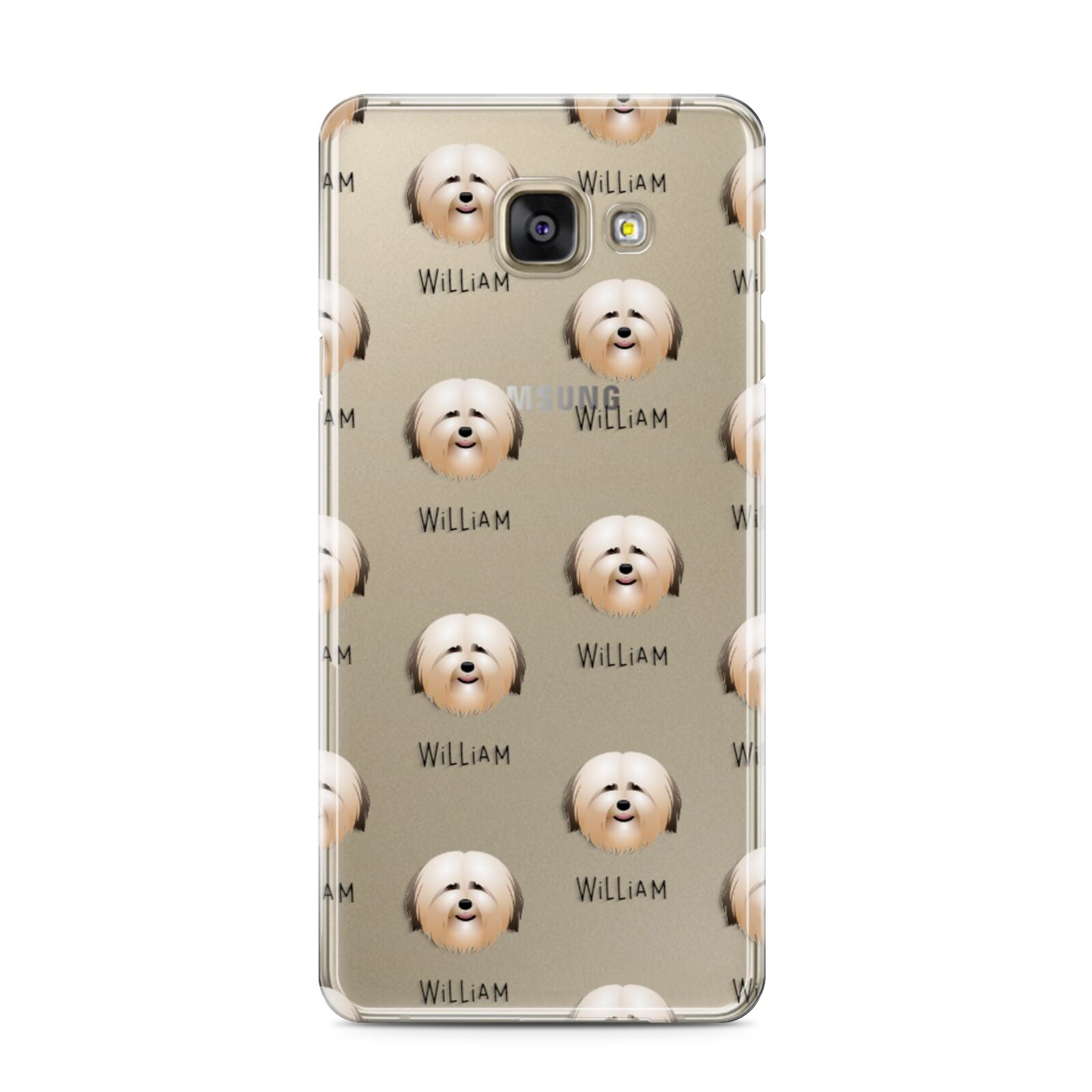 Havanese Icon with Name Samsung Galaxy A3 2016 Case on gold phone