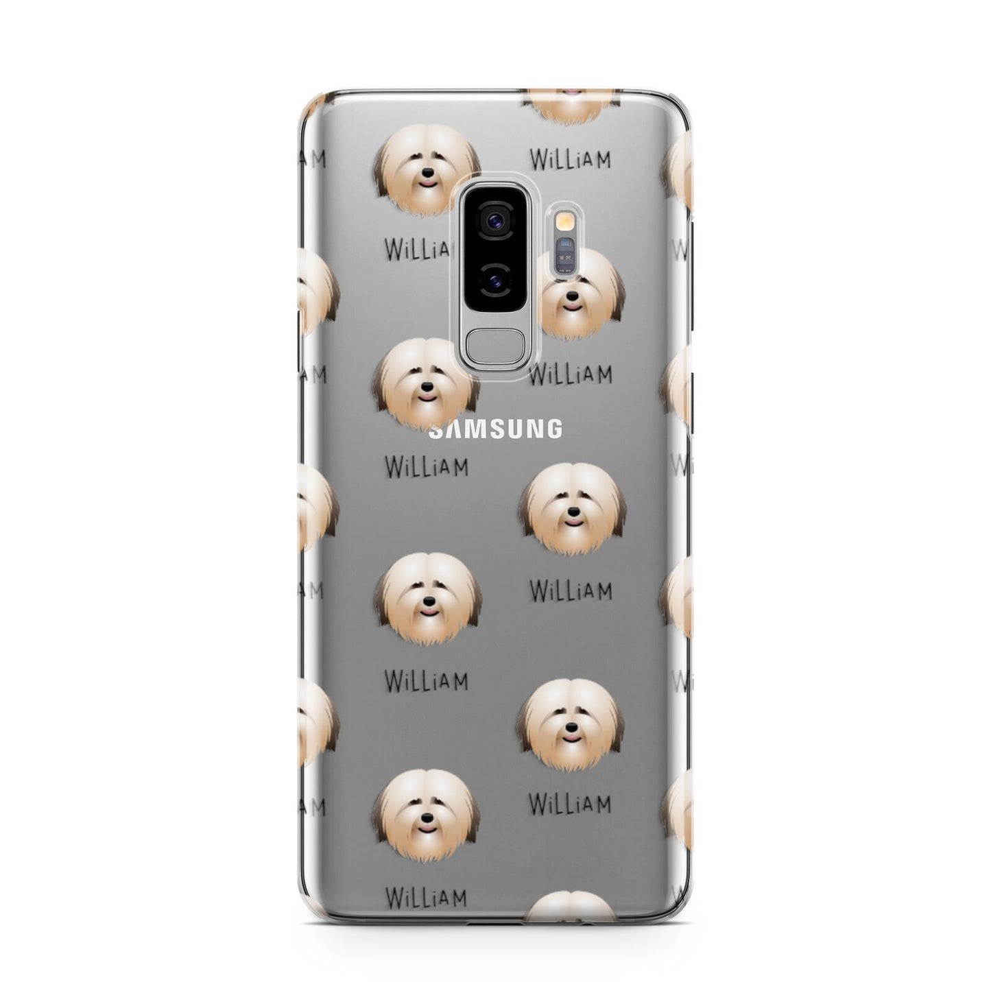 Havanese Icon with Name Samsung Galaxy S9 Plus Case on Silver phone