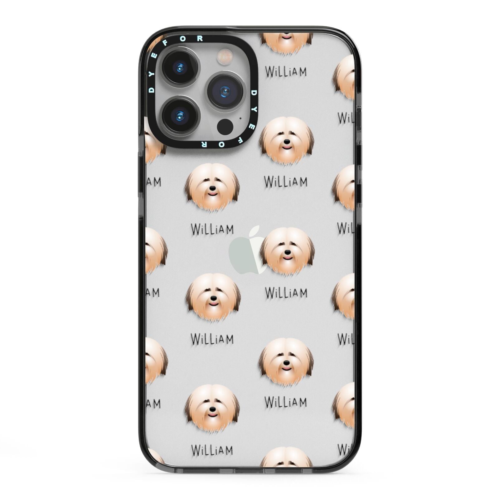 Havanese Icon with Name iPhone 13 Pro Max Black Impact Case on Silver phone