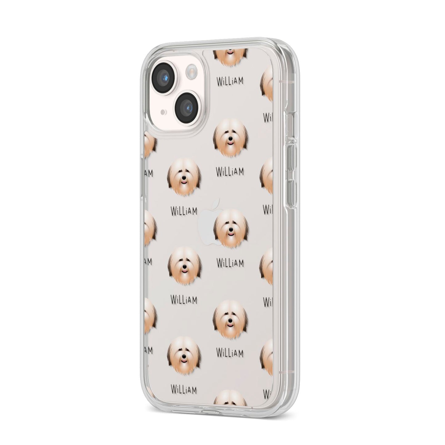 Havanese Icon with Name iPhone 14 Clear Tough Case Starlight Angled Image