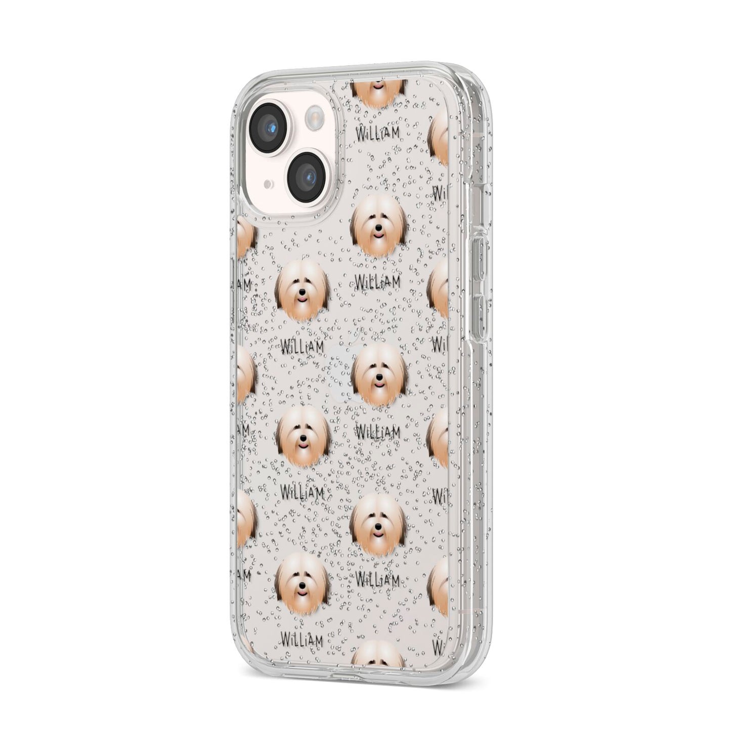 Havanese Icon with Name iPhone 14 Glitter Tough Case Starlight Angled Image