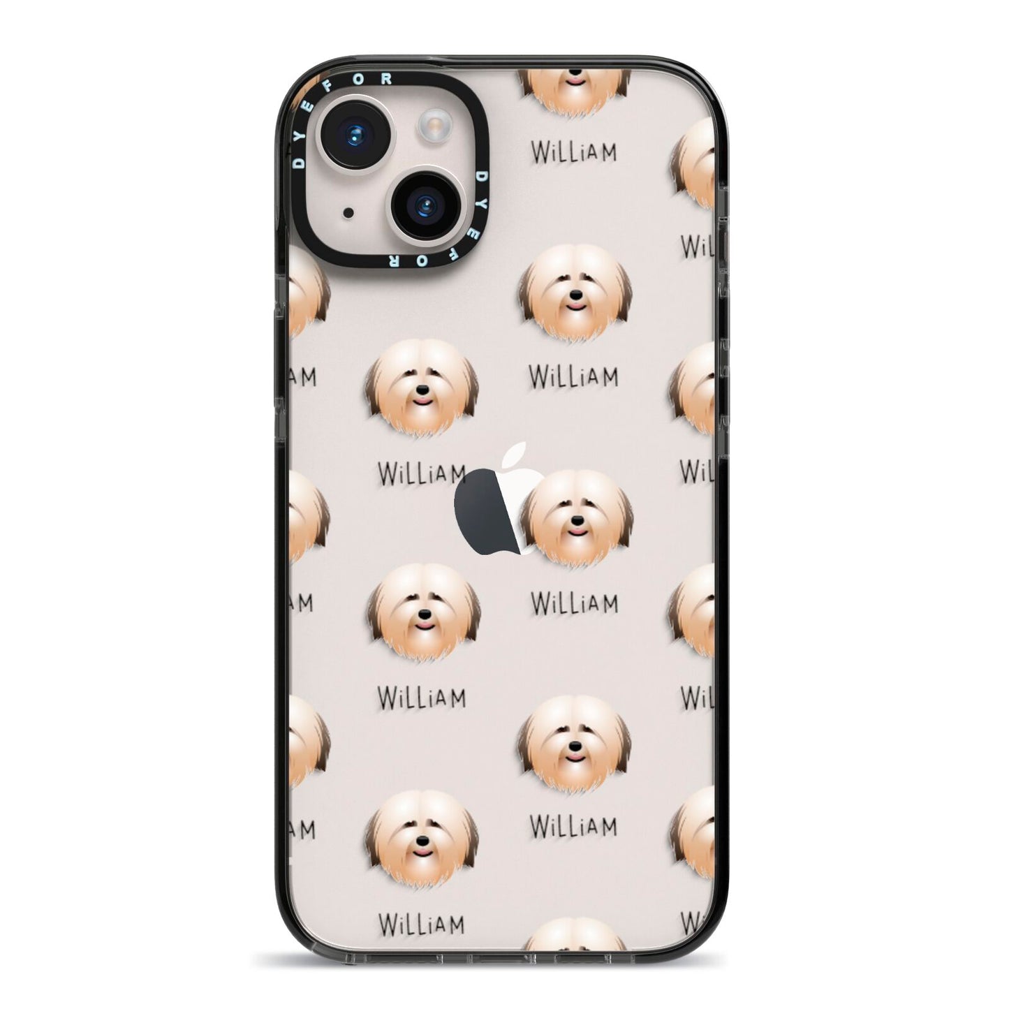 Havanese Icon with Name iPhone 14 Plus Black Impact Case on Silver phone