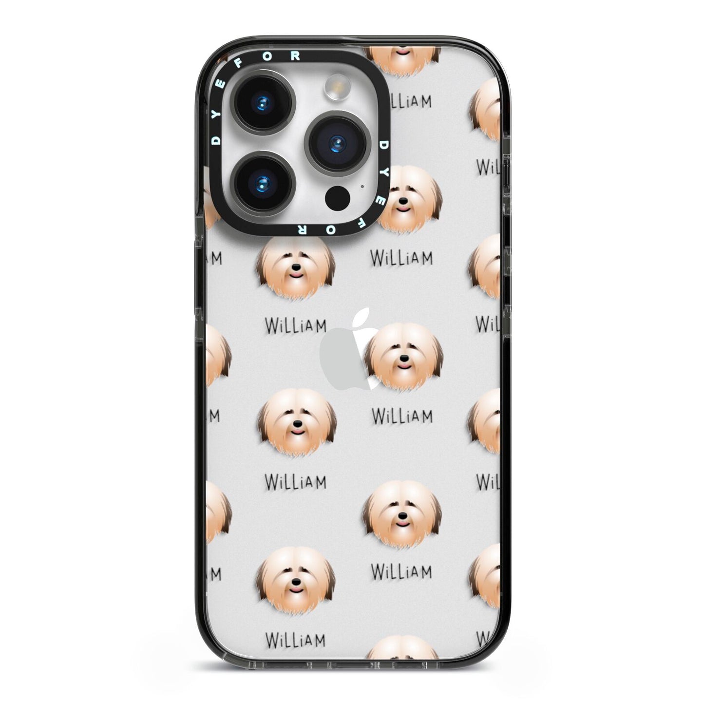 Havanese Icon with Name iPhone 14 Pro Black Impact Case on Silver phone