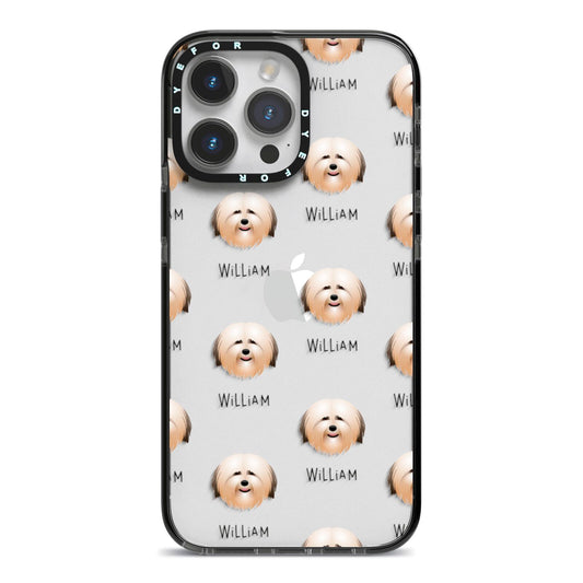 Havanese Icon with Name iPhone 14 Pro Max Black Impact Case on Silver phone
