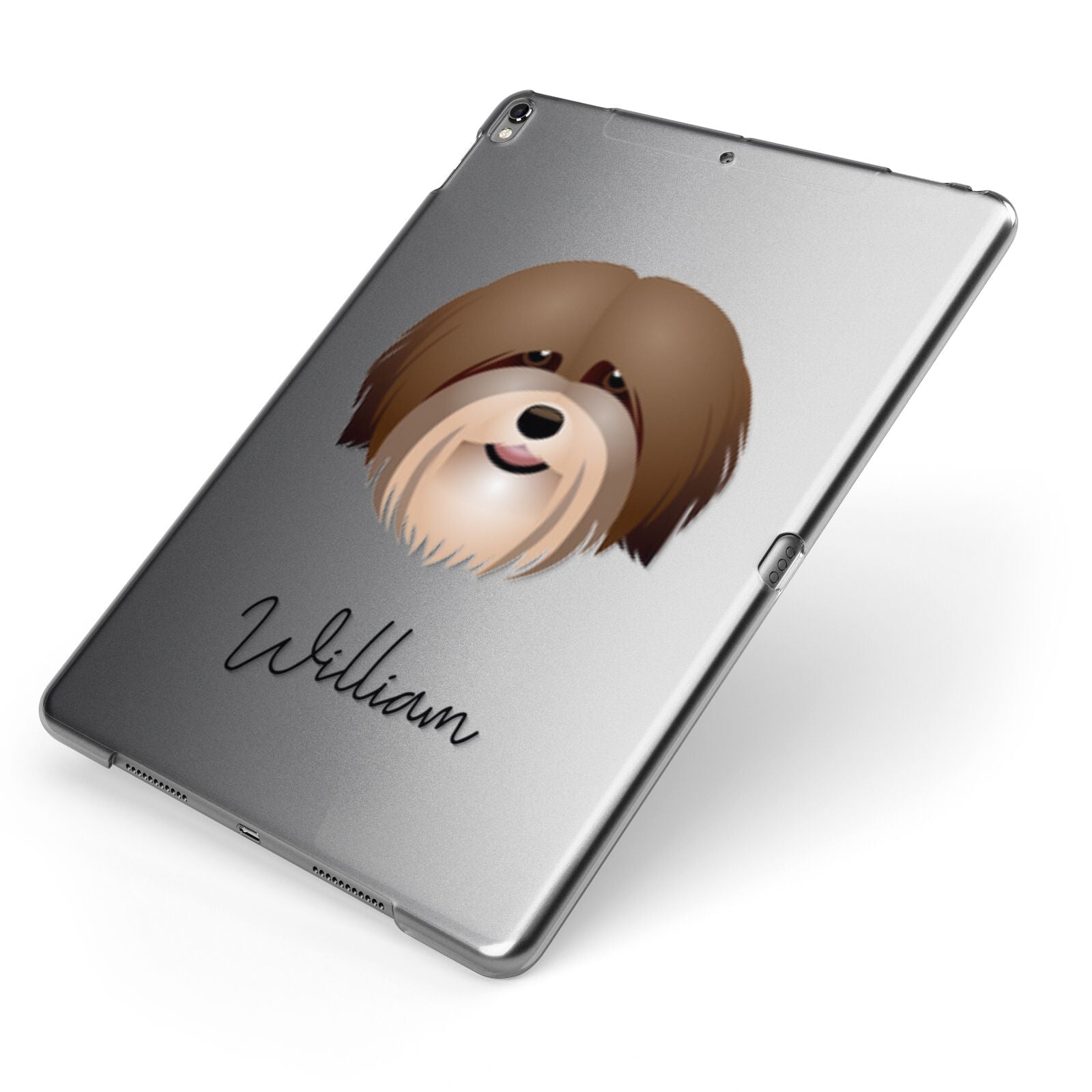 Havanese Personalised Apple iPad Case on Grey iPad Side View