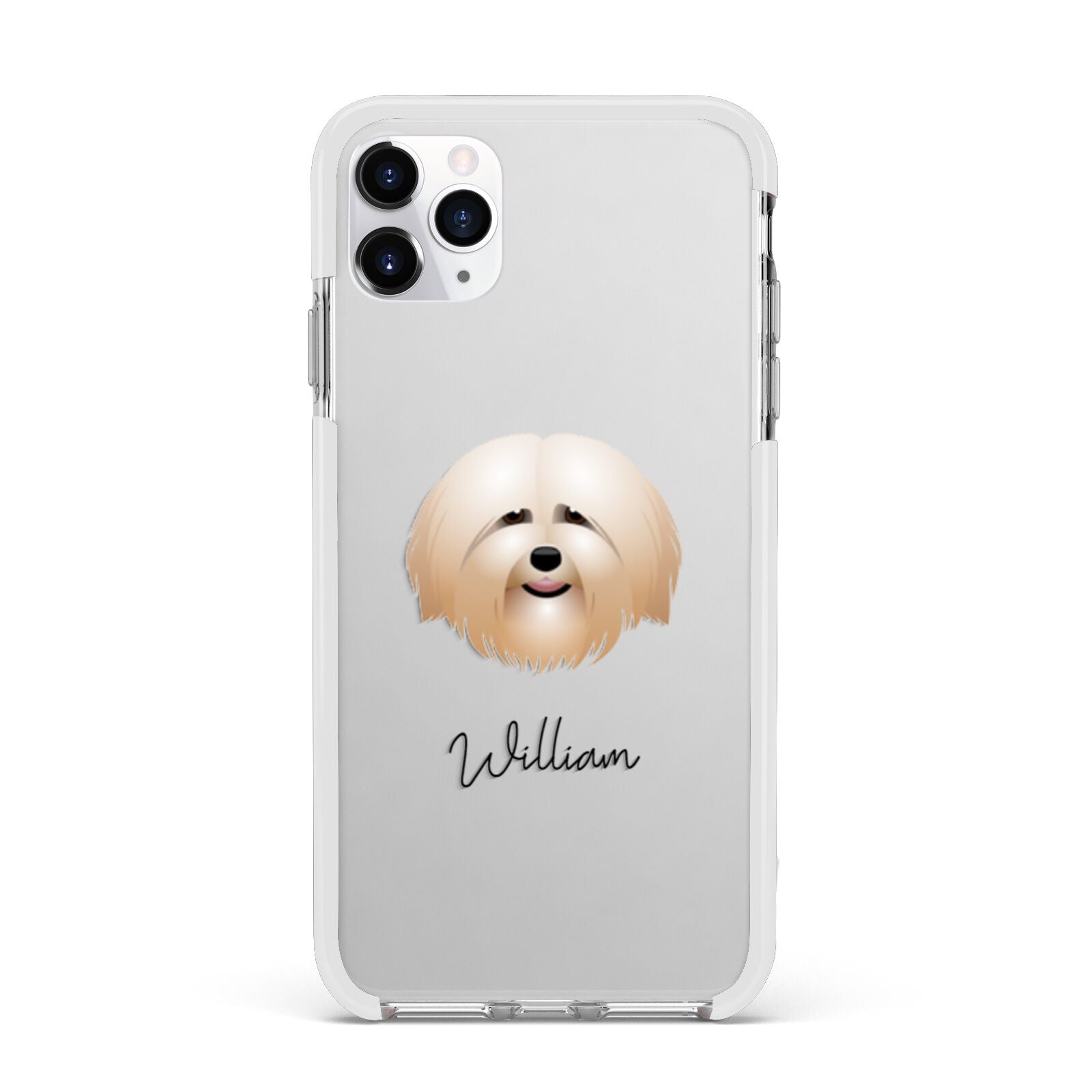 Havanese Personalised Apple iPhone 11 Pro Max in Silver with White Impact Case