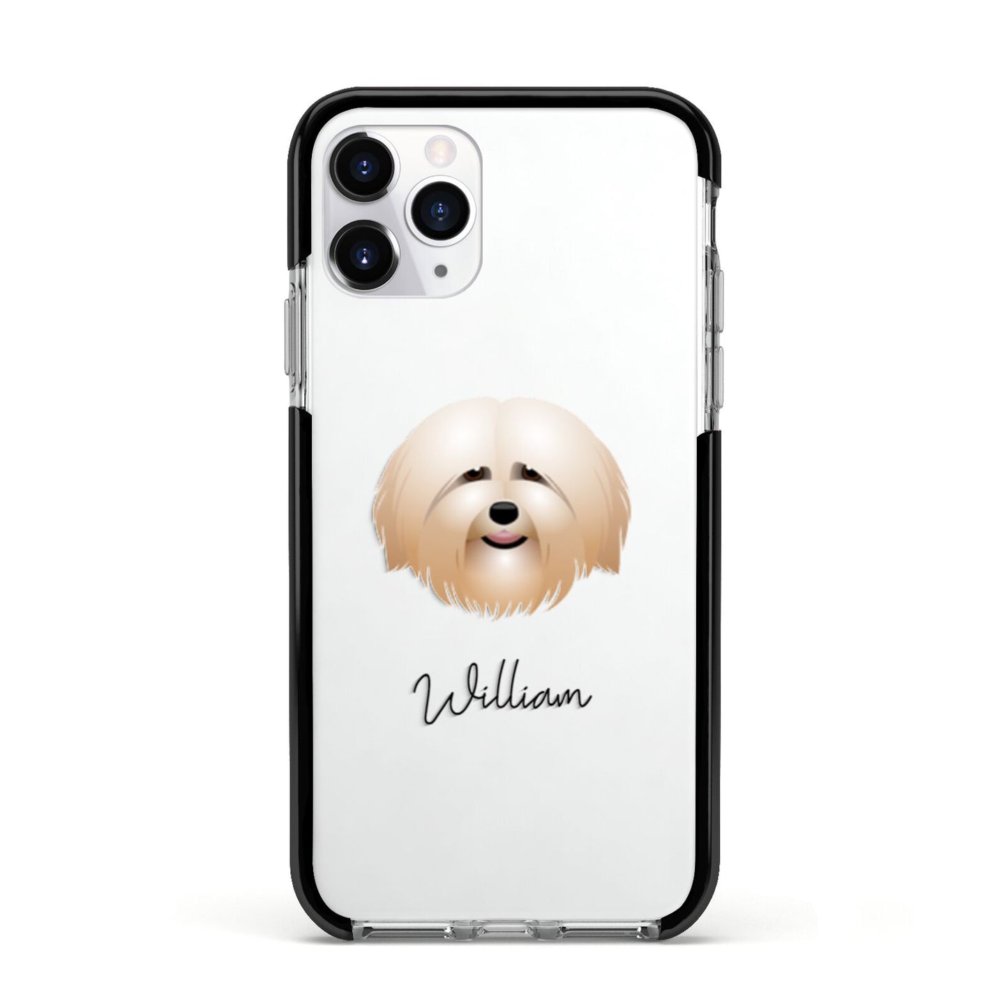 Havanese Personalised Apple iPhone 11 Pro in Silver with Black Impact Case
