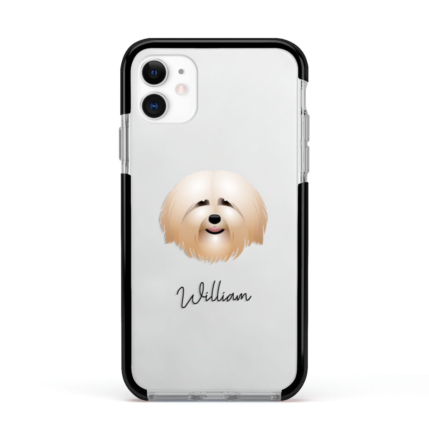 Havanese Personalised Apple iPhone 11 in White with Black Impact Case
