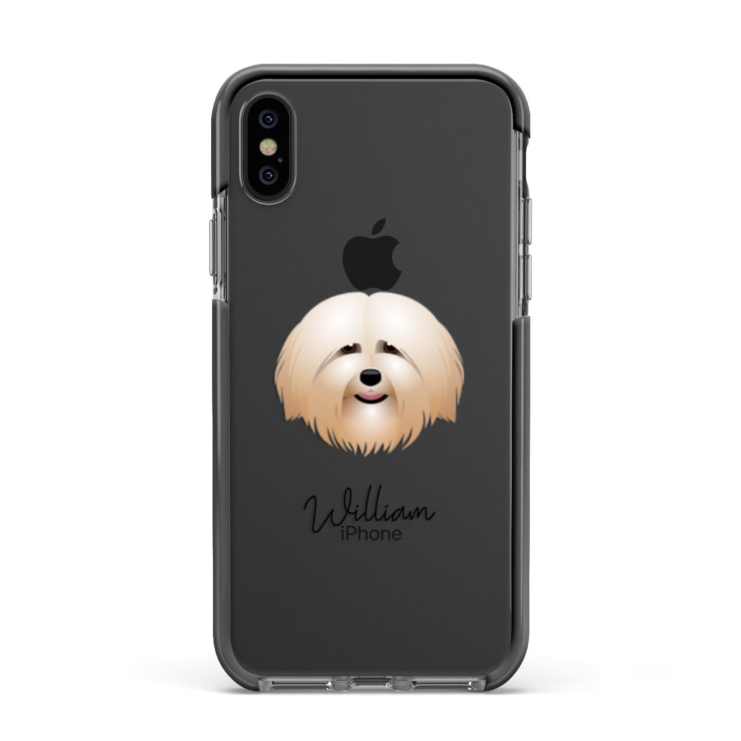 Havanese Personalised Apple iPhone Xs Impact Case Black Edge on Black Phone