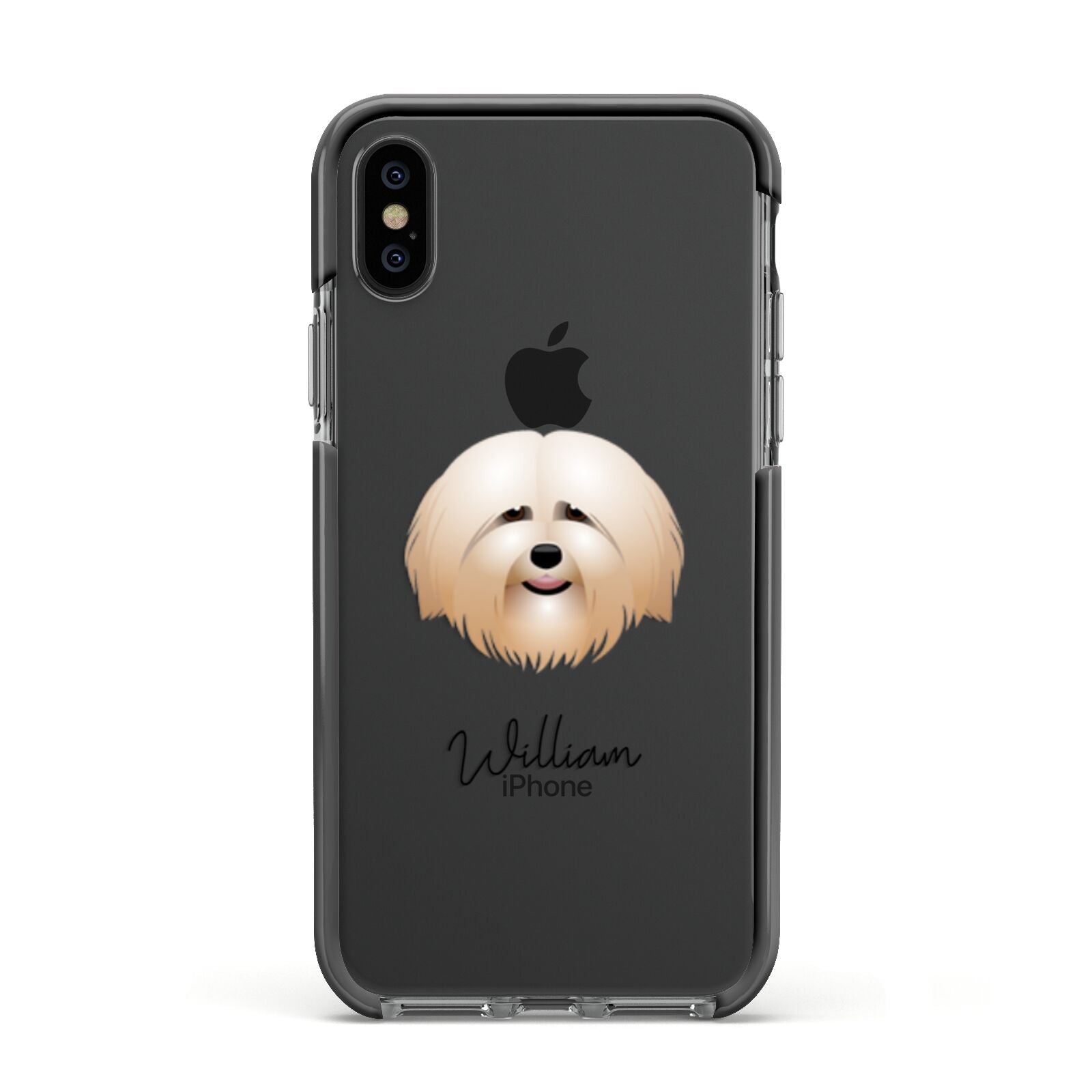 Havanese Personalised Apple iPhone Xs Impact Case Black Edge on Black Phone