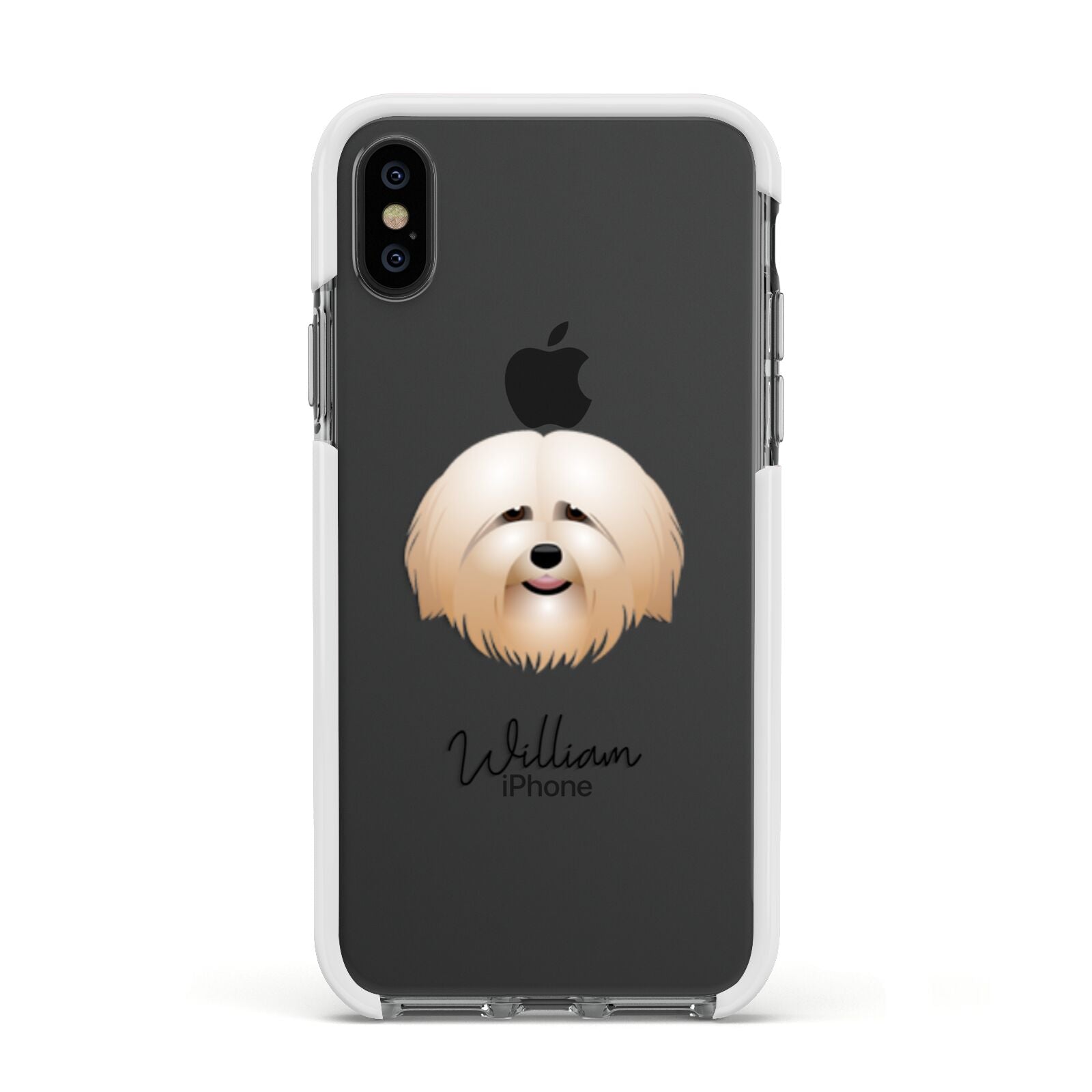 Havanese Personalised Apple iPhone Xs Impact Case White Edge on Black Phone