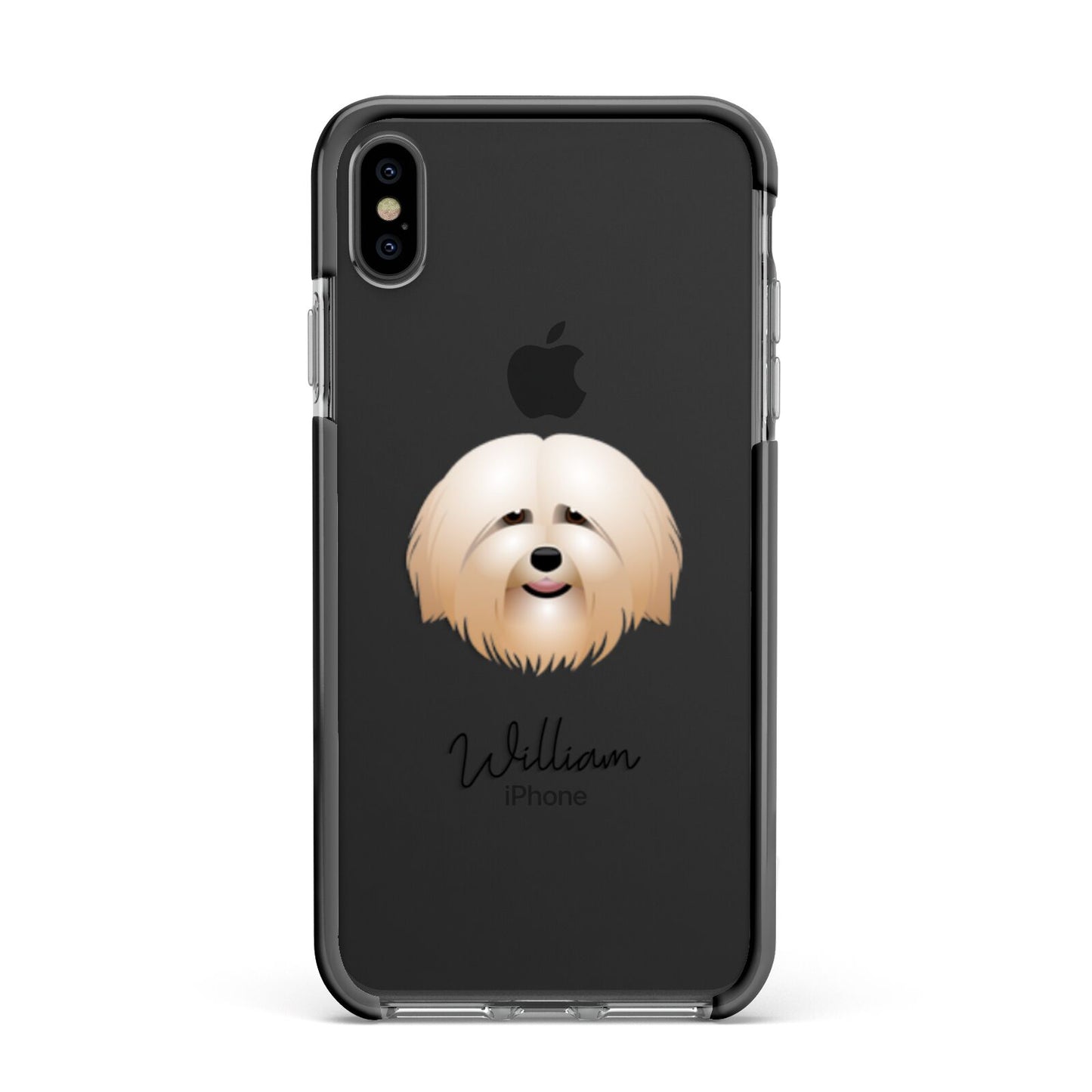 Havanese Personalised Apple iPhone Xs Max Impact Case Black Edge on Black Phone