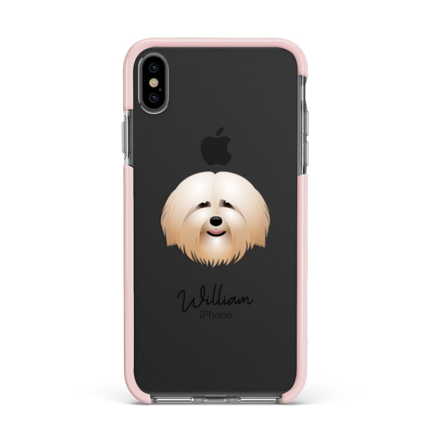 Havanese Personalised Apple iPhone Xs Max Impact Case Pink Edge on Black Phone