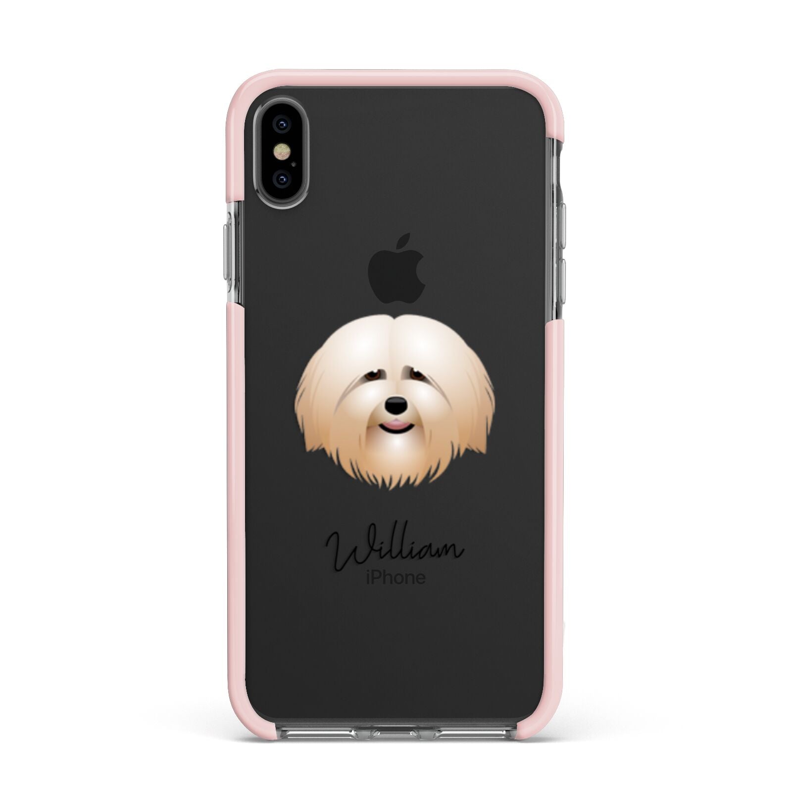 Havanese Personalised Apple iPhone Xs Max Impact Case Pink Edge on Black Phone