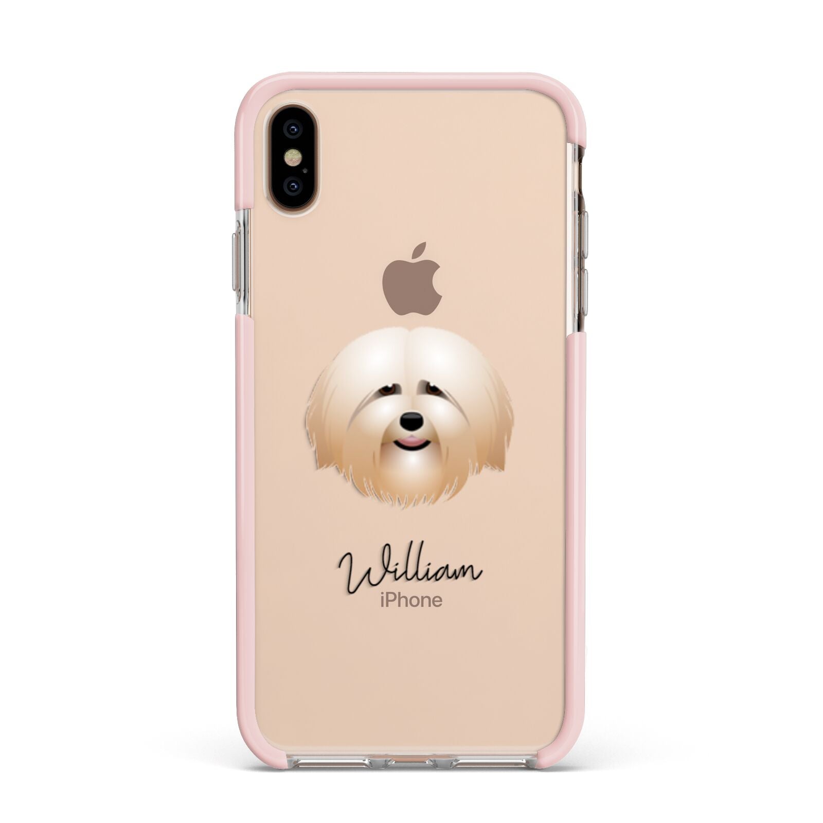 Havanese Personalised Apple iPhone Xs Max Impact Case Pink Edge on Gold Phone