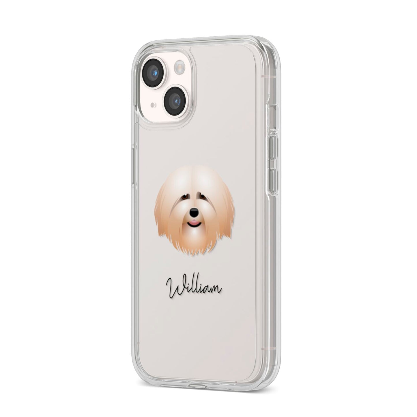 Havanese Personalised iPhone 14 Clear Tough Case Starlight Angled Image