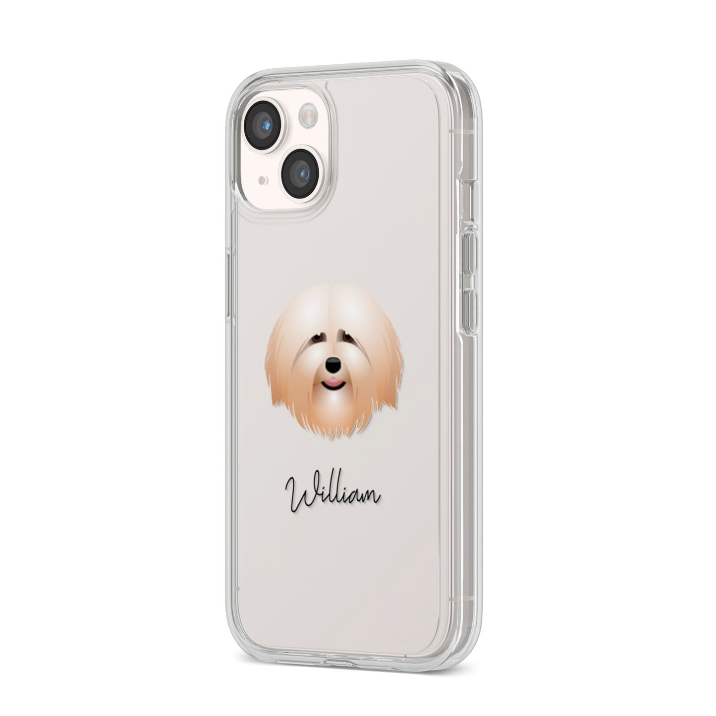 Havanese Personalised iPhone 14 Clear Tough Case Starlight Angled Image