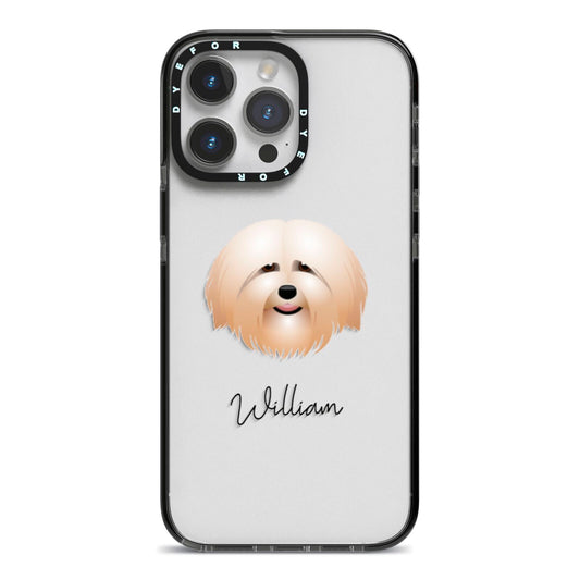 Havanese Personalised iPhone 14 Pro Max Black Impact Case on Silver phone
