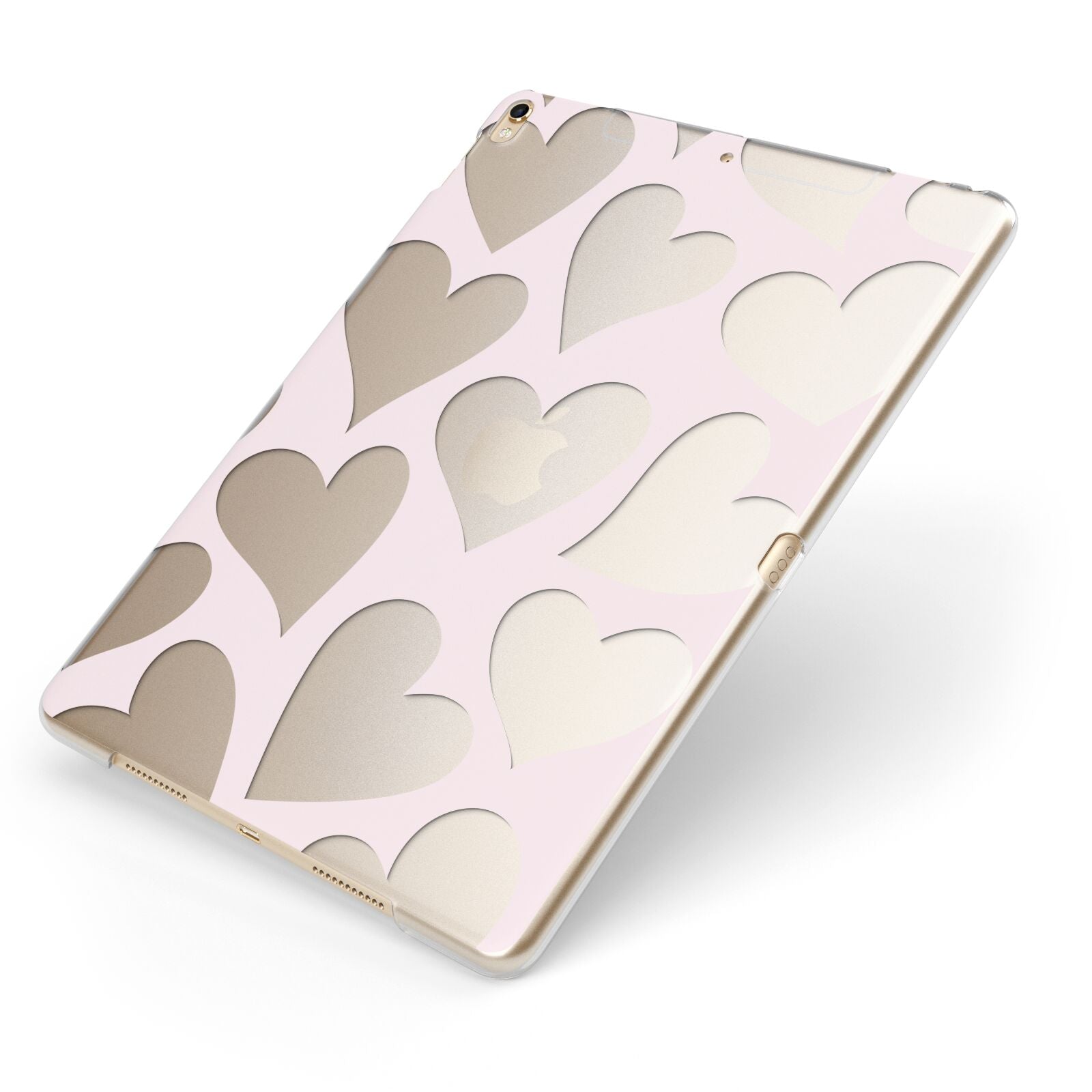 Heart Apple iPad Case on Gold iPad Side View
