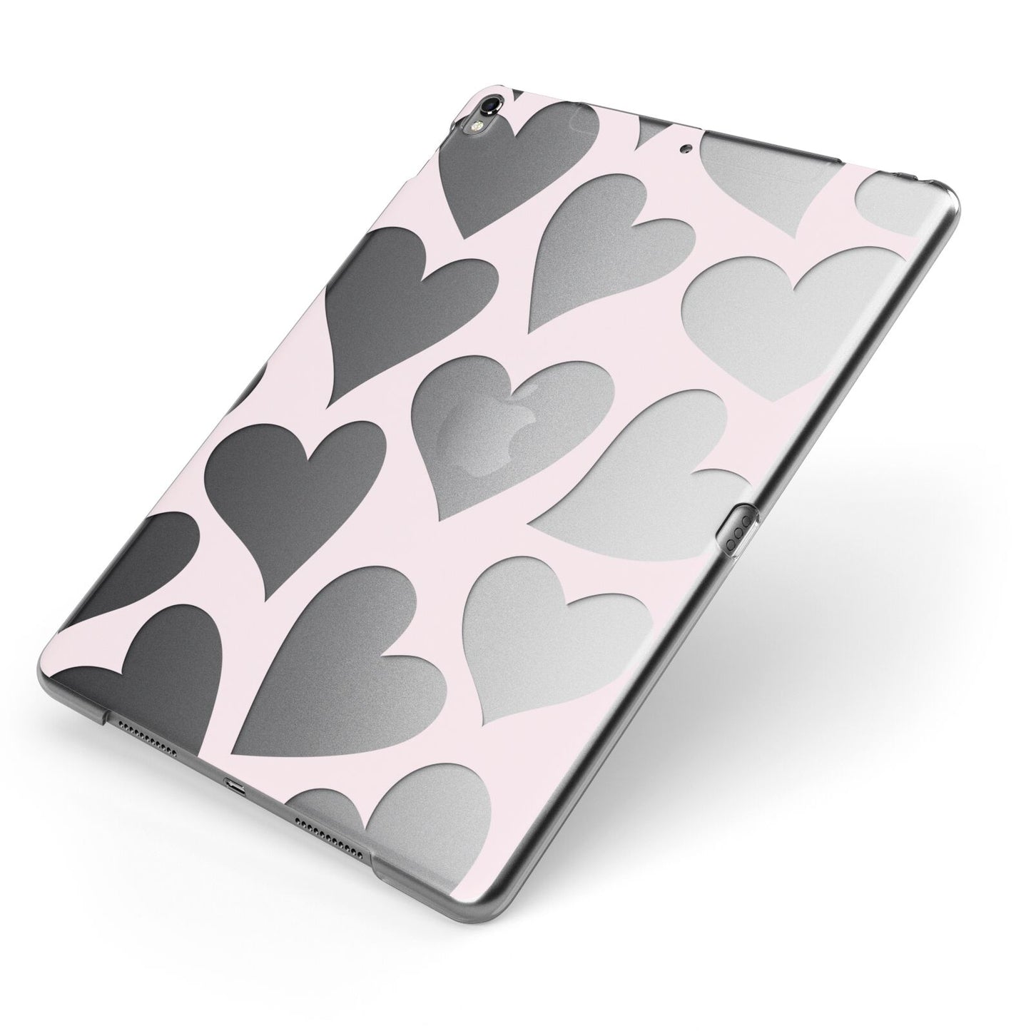 Heart Apple iPad Case on Grey iPad Side View