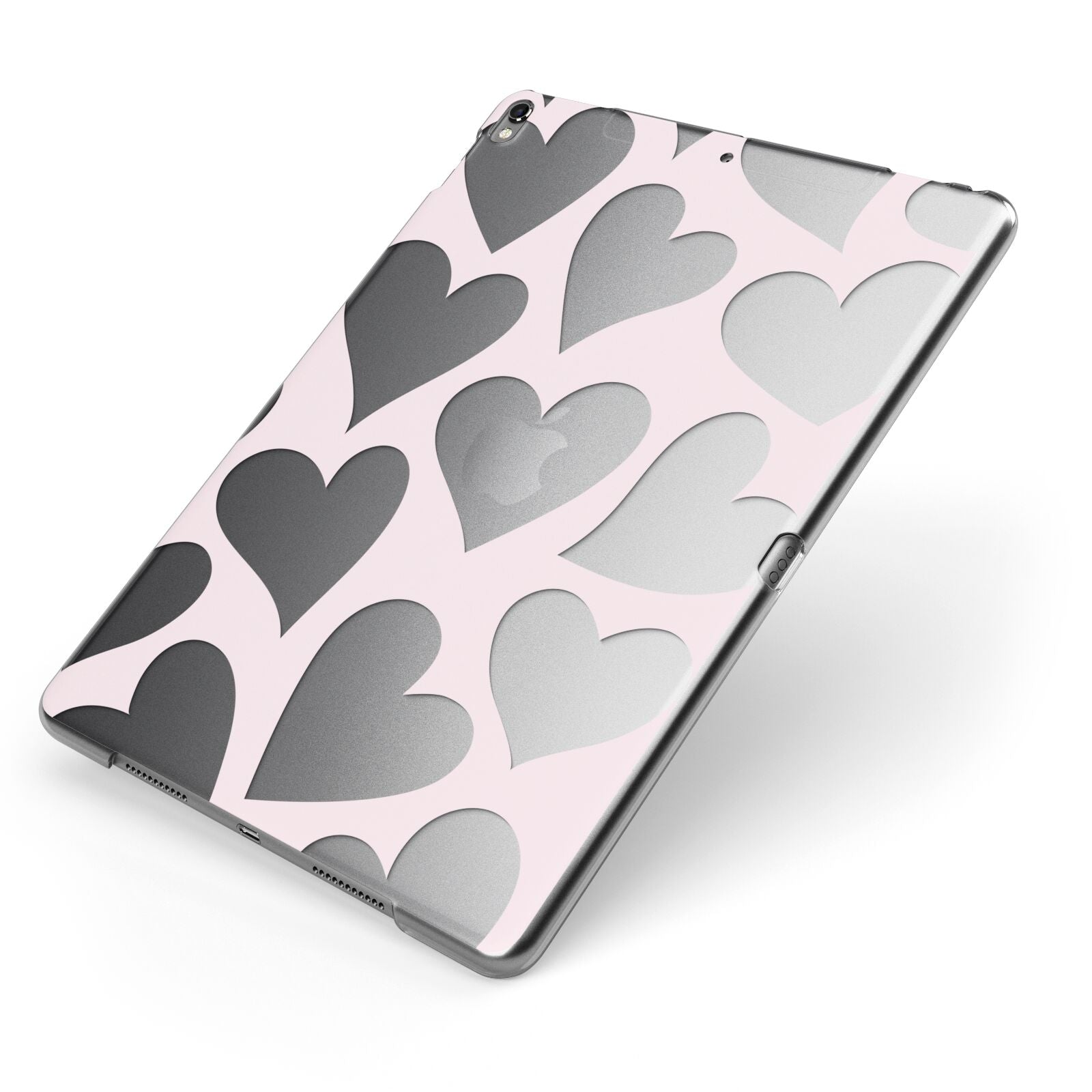 Heart Apple iPad Case on Grey iPad Side View