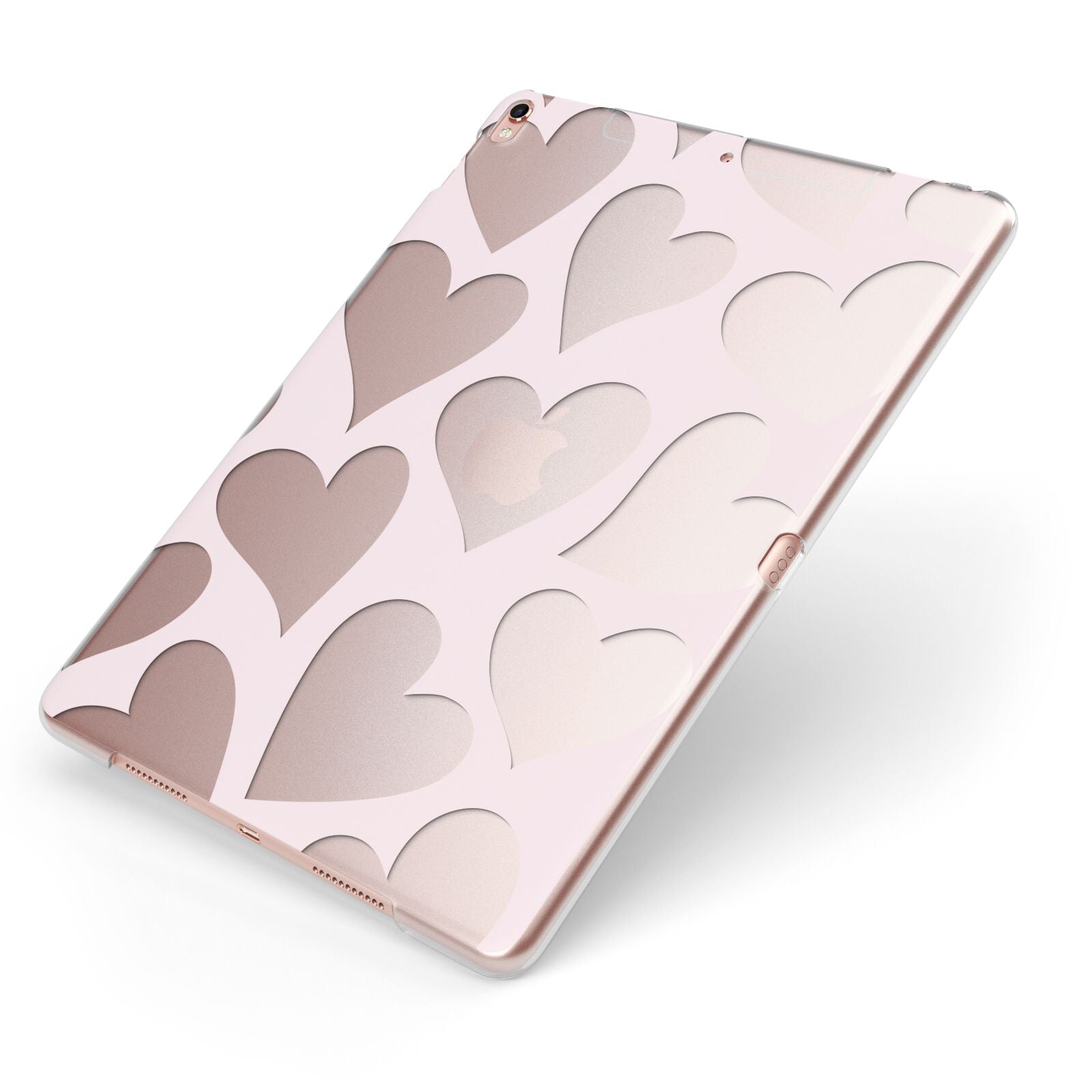 Heart Apple iPad Case on Rose Gold iPad Side View