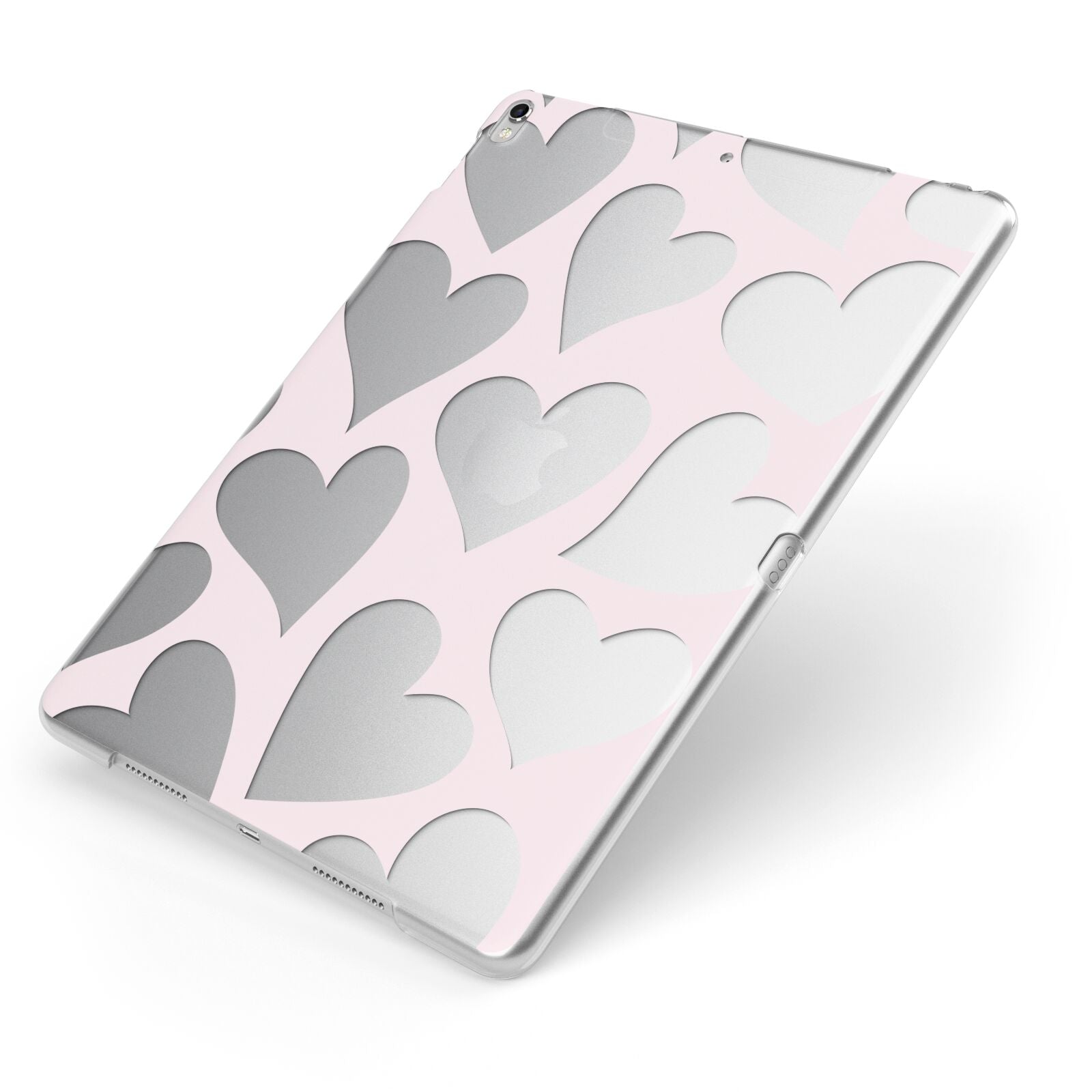 Heart Apple iPad Case on Silver iPad Side View