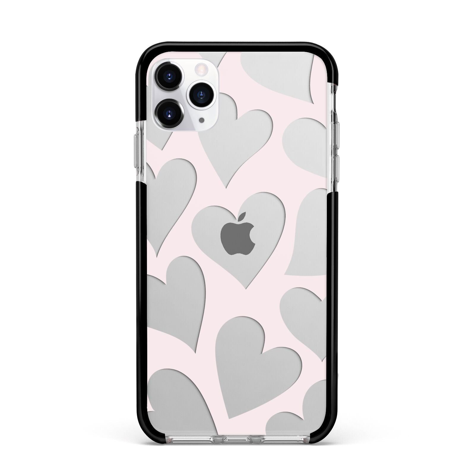 Heart Apple iPhone 11 Pro Max in Silver with Black Impact Case