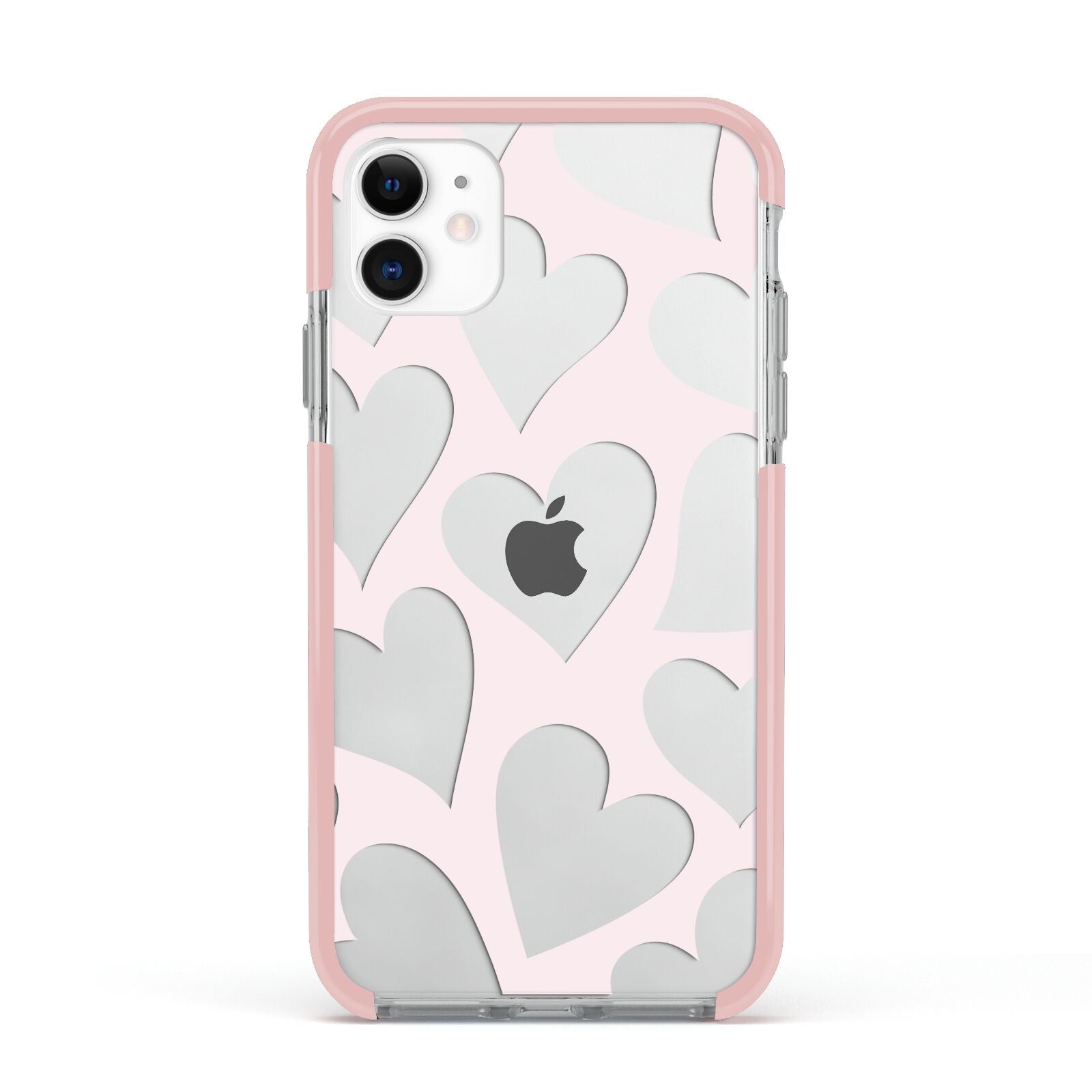 Heart Apple iPhone 11 in White with Pink Impact Case
