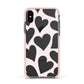 Heart Apple iPhone Xs Impact Case Pink Edge on Black Phone