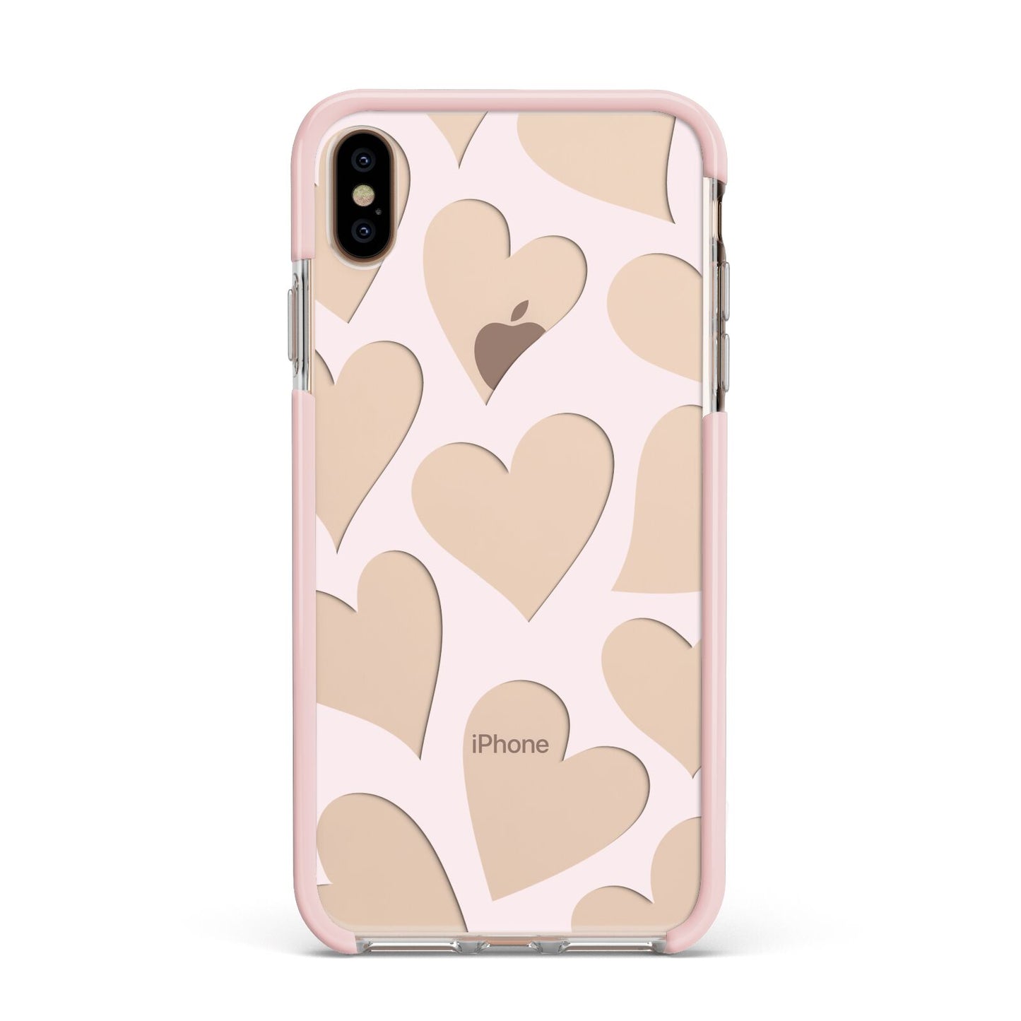 Heart Apple iPhone Xs Max Impact Case Pink Edge on Gold Phone