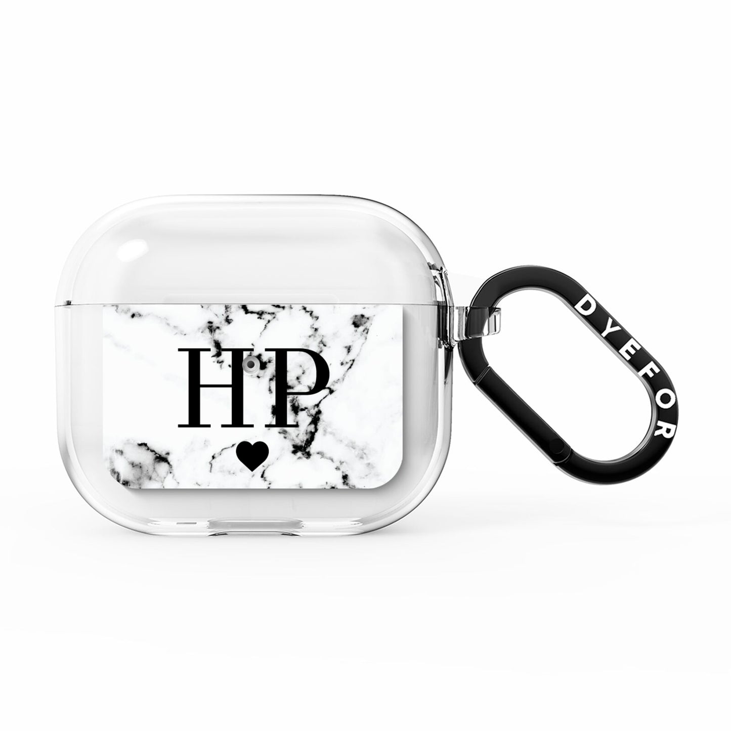 Heart Decal Marble Initials Personalised AirPods Clear Case 3rd Gen