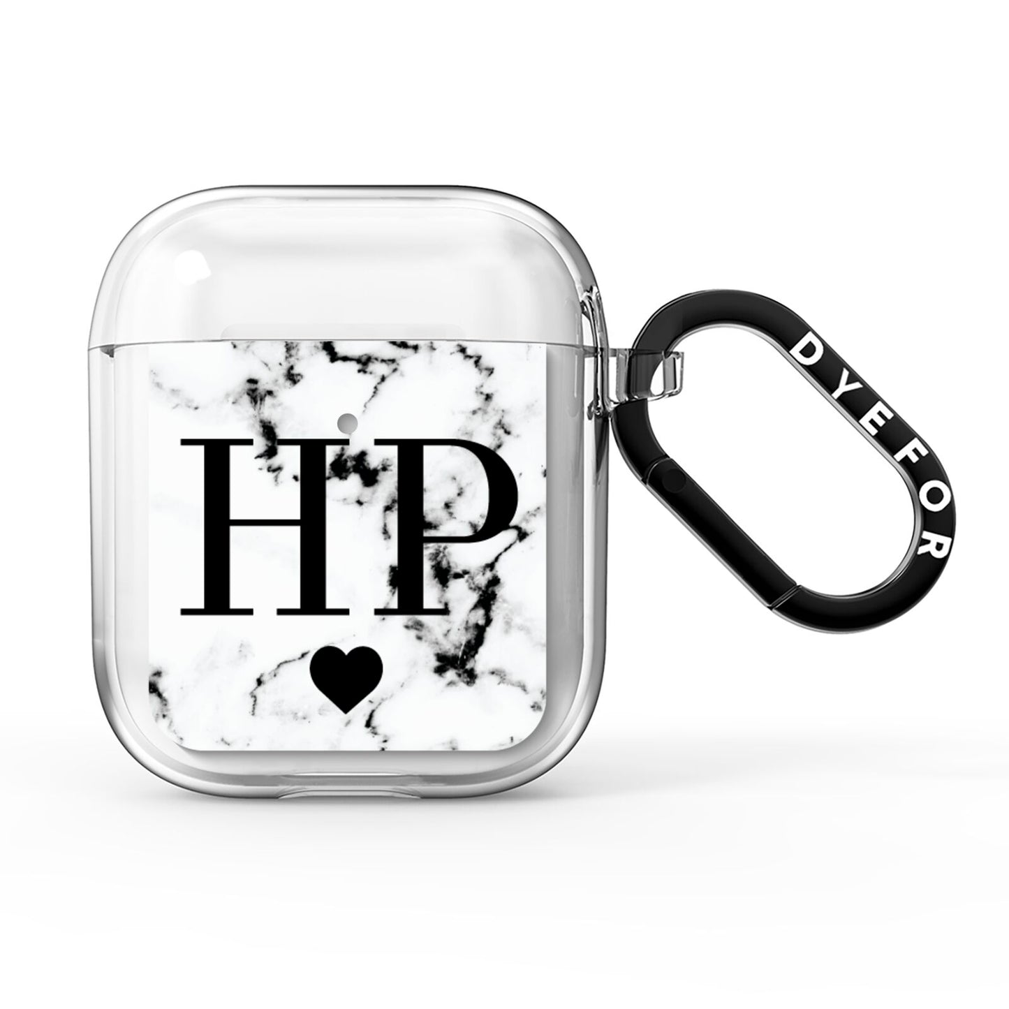 Heart Decal Marble Initials Personalised AirPods Clear Case