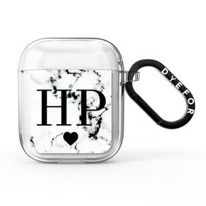 Heart Decal Marble Initials Personalised AirPods Case