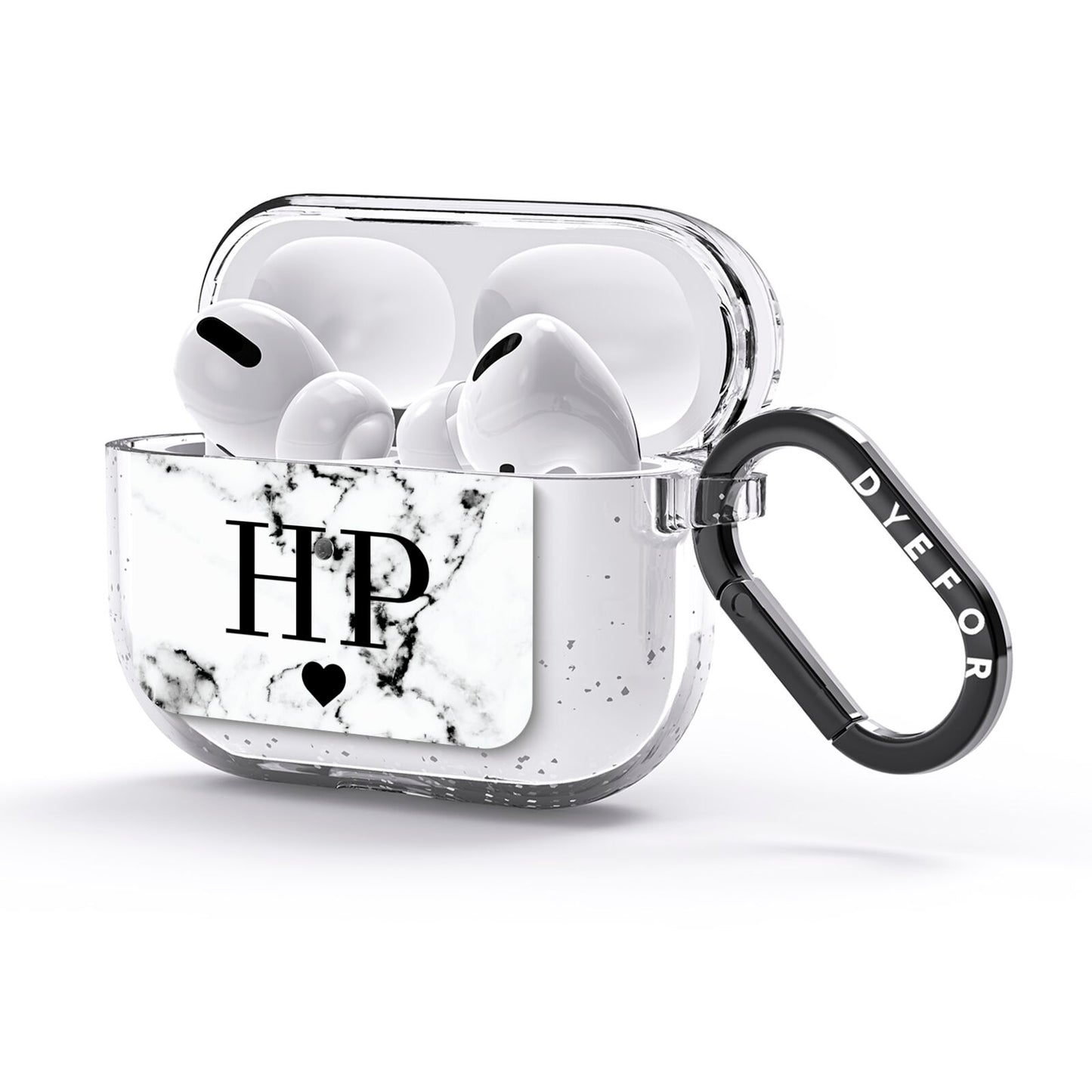 Heart Decal Marble Initials Personalised AirPods Glitter Case 3rd Gen Side Image