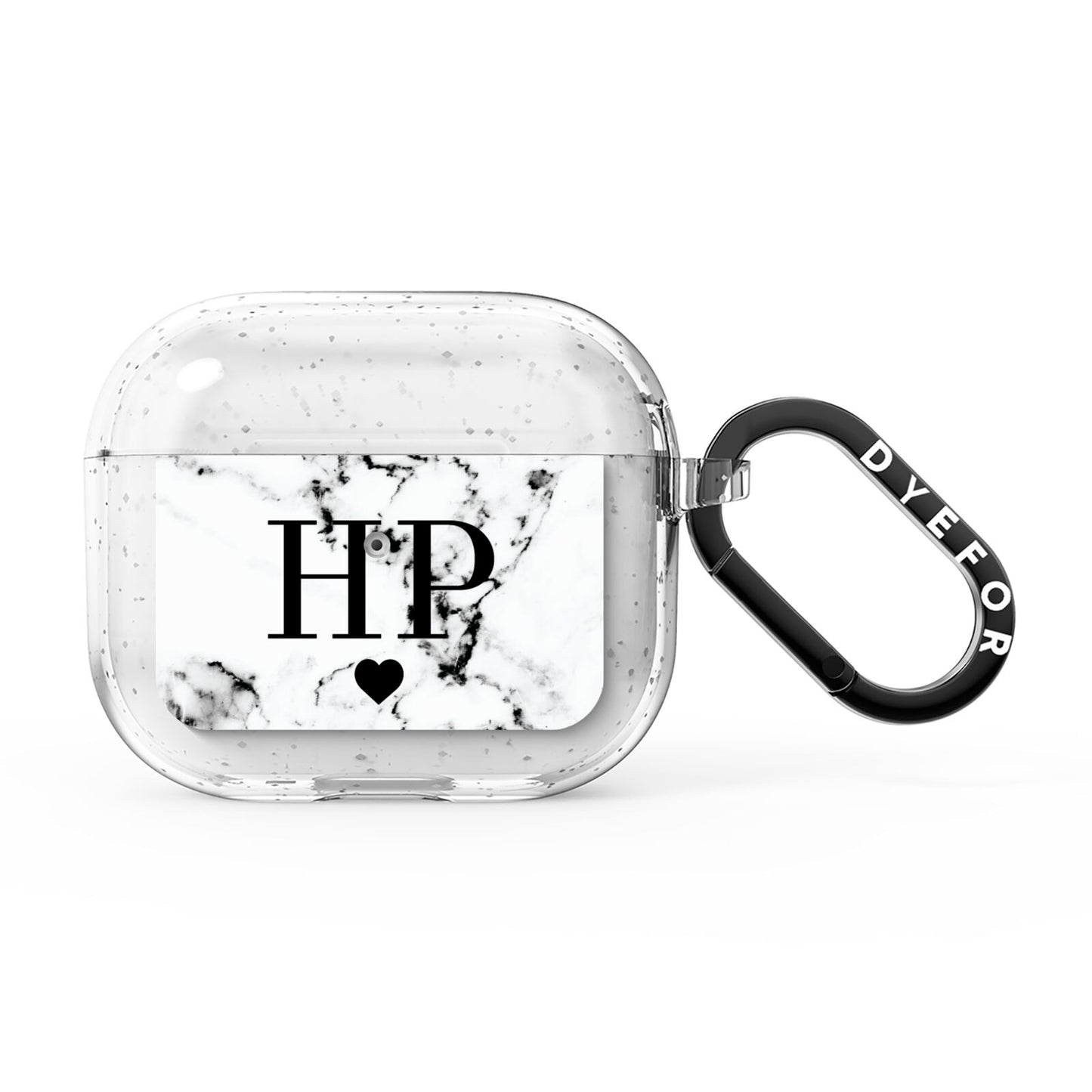 Heart Decal Marble Initials Personalised AirPods Glitter Case 3rd Gen