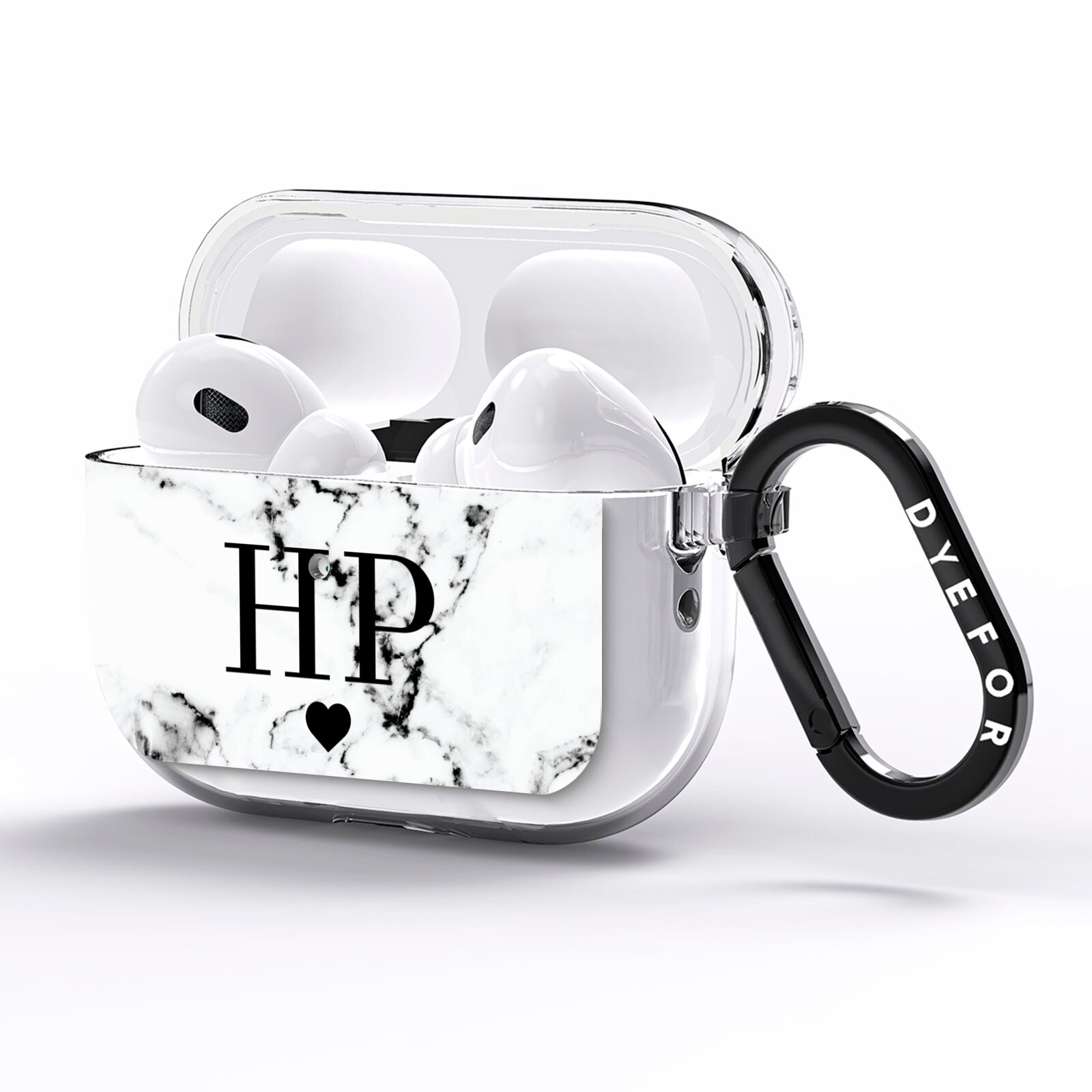 Heart Decal Marble Initials Personalised AirPods Pro Clear Case Side Image